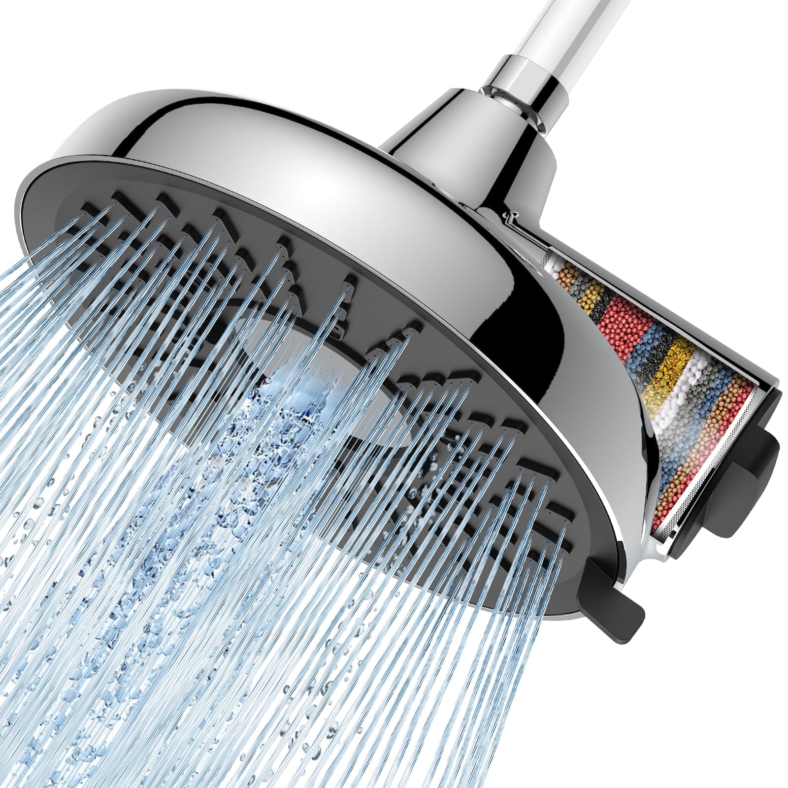 Filtered Shower Head - 8 Inches High Pressure Fixed Rain Showerhead with Filter - Dermatologists Recommend It to Soften Hard Water and Prevent Hair and Skin Problems-filtro para ducha de baño(Chrome)