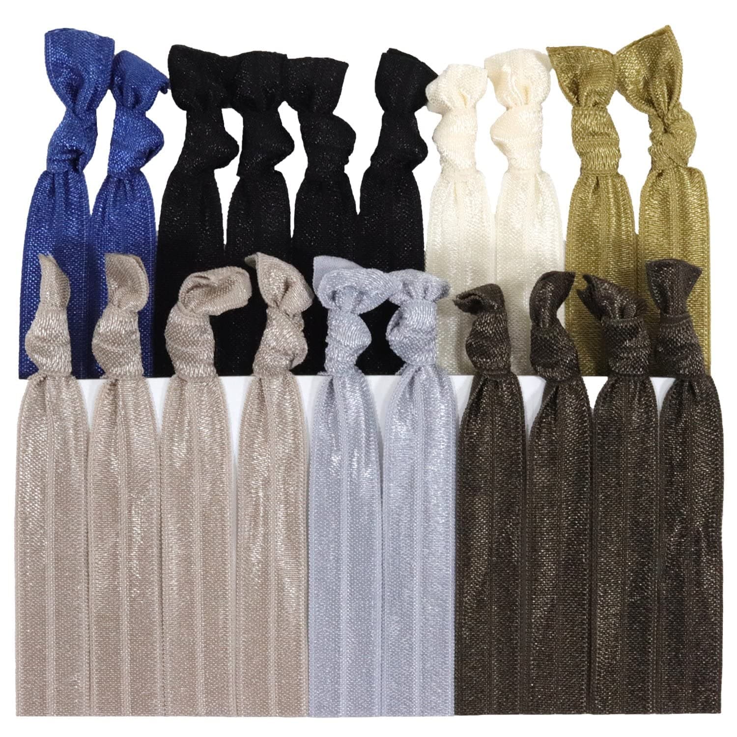 Kenz LaurenzNeutral Tones Hair Ties No Crease Ponytail Holders (Available in Lots of Pack Quantities) - Ouchless Elastic Styling Accessories Ribbon Bands - (50 Pack)