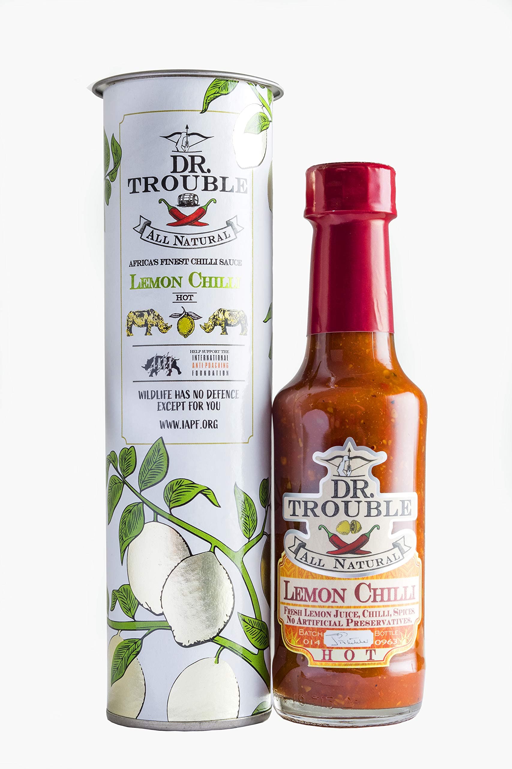 Dr Trouble Lemon Chilli Sauce HOT 125 ml, Finest African Hot Sauce in a Tube Gift Box