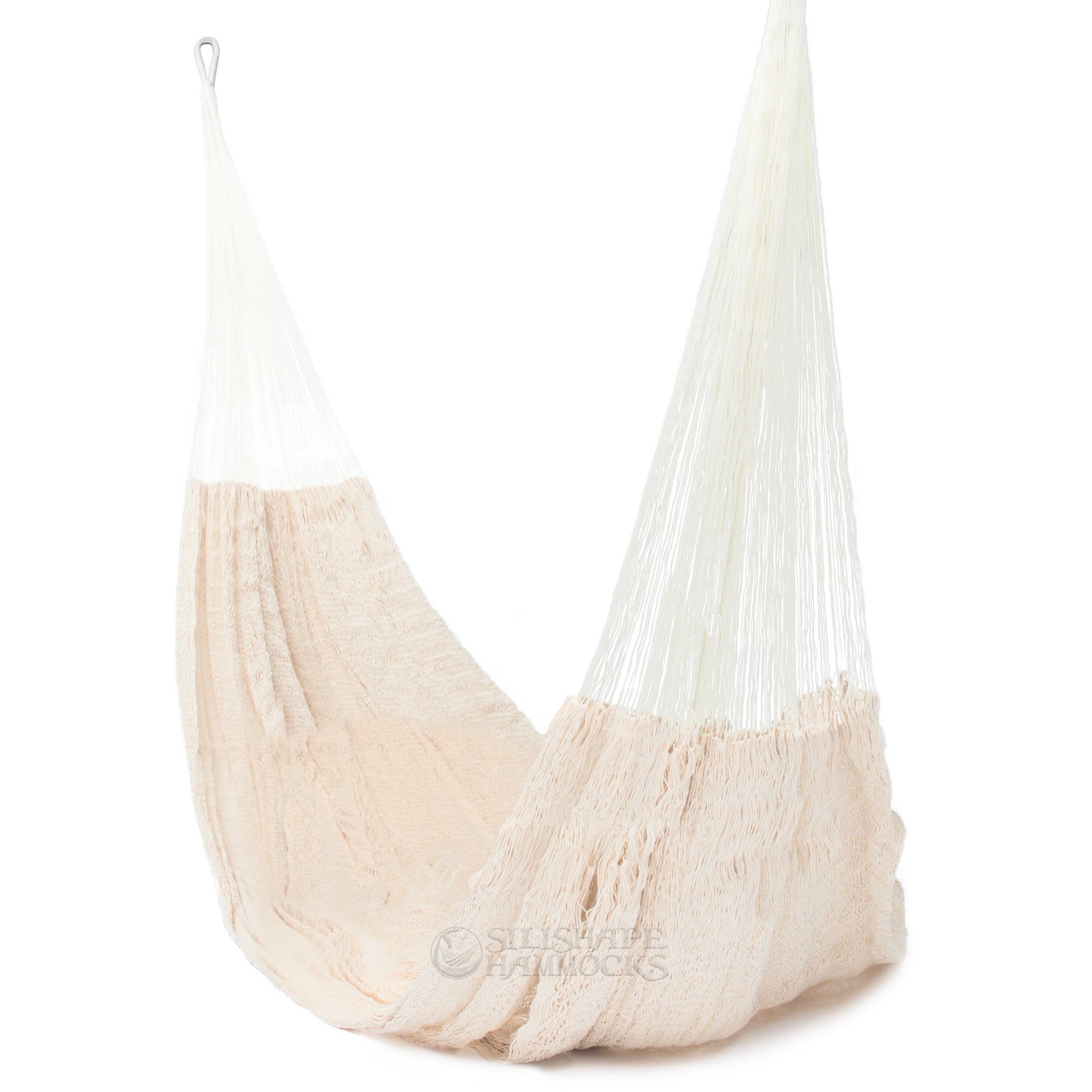 Handmade Cotton Hammock by Mayan Artisans - A Fair Trade Item - Mold to You Body - Soft and Most Comfortable - Mexican Single Size Natural White 440 lbs Max by SilishapeHammocks