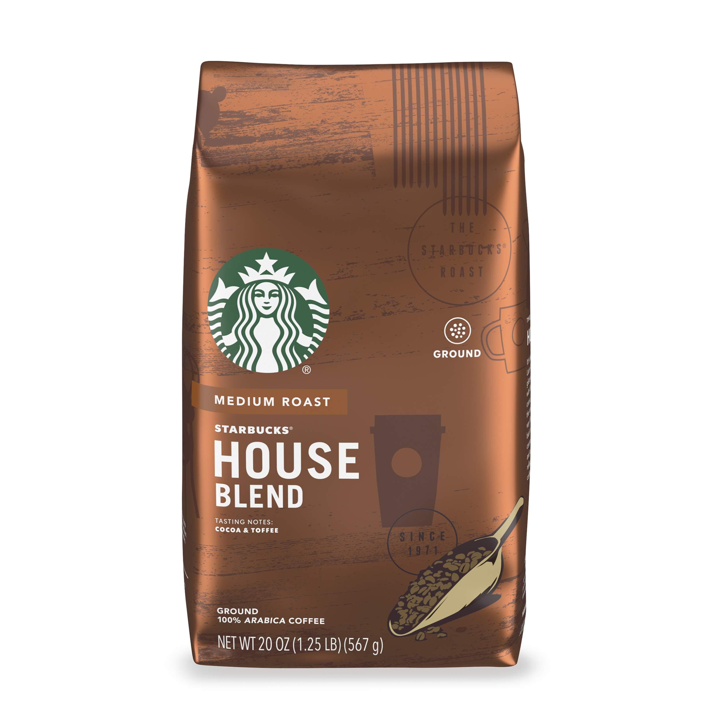 Starbucks Medium Roast Ground Coffee — House Blend — 100% Arabica — 1 bag (20 oz.)