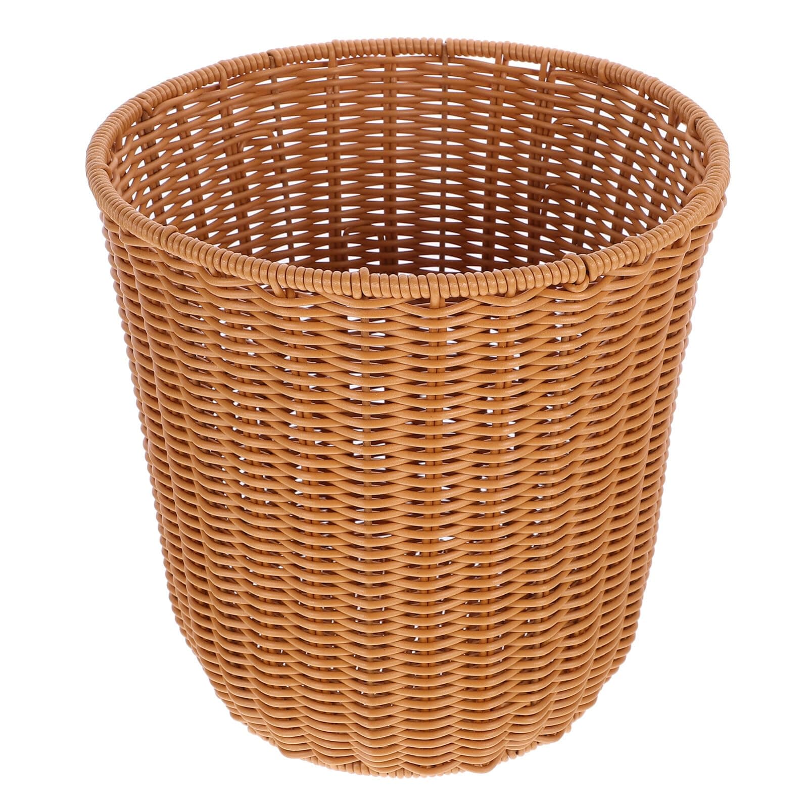 Alipis Wicker Waste Basket, Woven Trash Can Imitation Rattan Woven Waste Bin Boho Bathroom Basket Flower Basket Versatile Storage Basket for Under Desk Bedroom 23cm