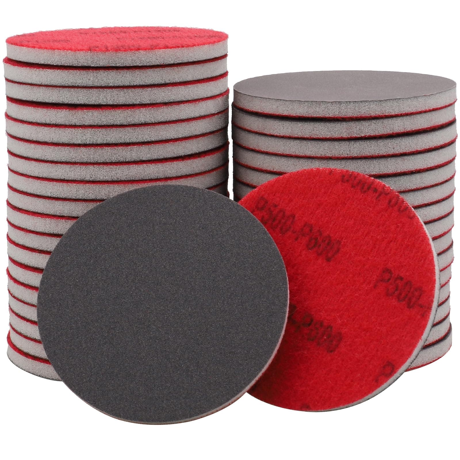 20Pcs 3 Inch Hook and Loop Sanding Sponge Disc with Buffer Backing 180-3000 Grit Wet Dry Sanding Sheets Reusable Hand Sander Sandpaper - Curved Surface Sanding Pads for Automotive Wood Metal
