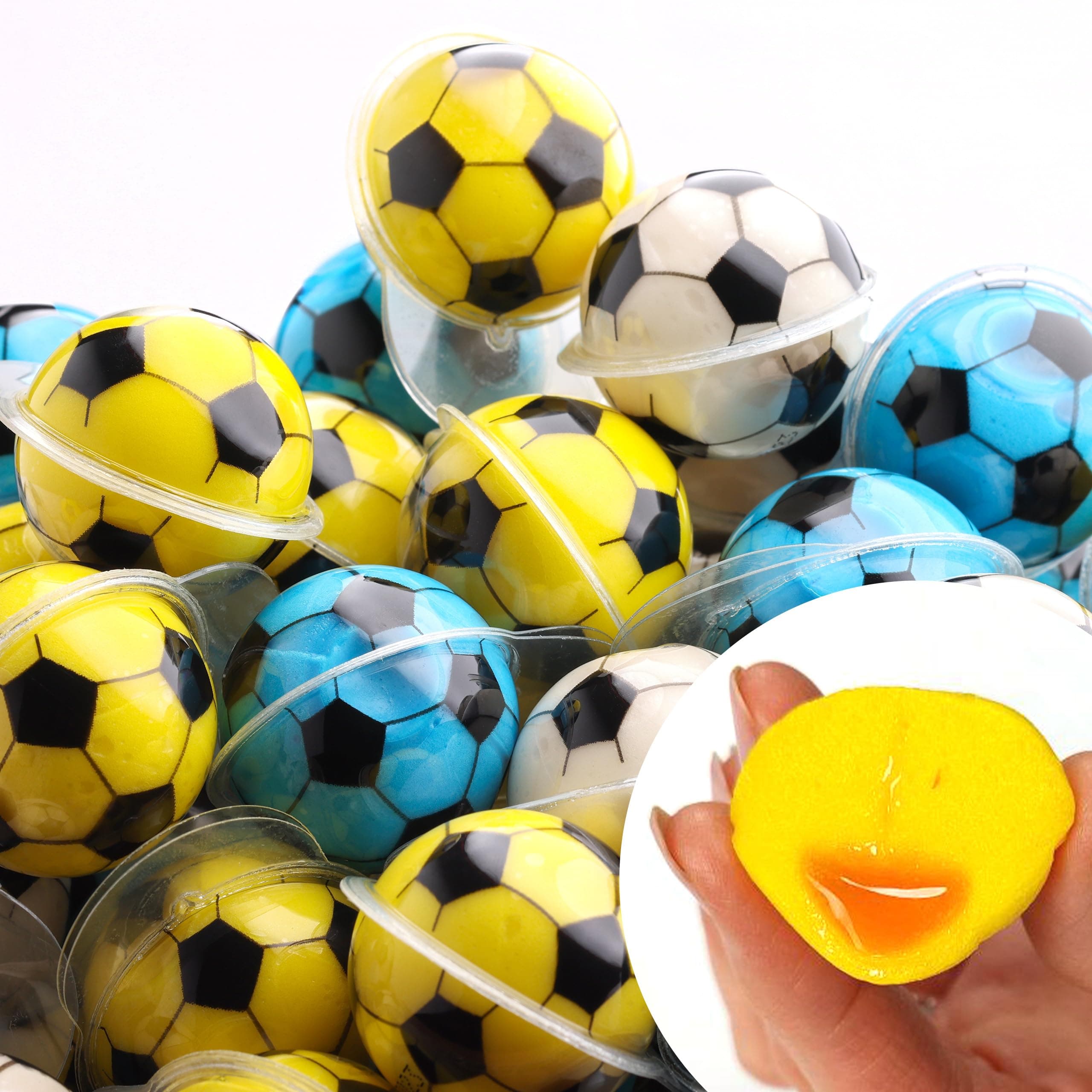 Gummy Candy - Jelly Filled Gummies - Fun Soccer Gummy Candies Filled with Fruit Jam - Assorted Flavors - 10 pcs Individually Wrapped Chewy Candy - Easter Egg Candy