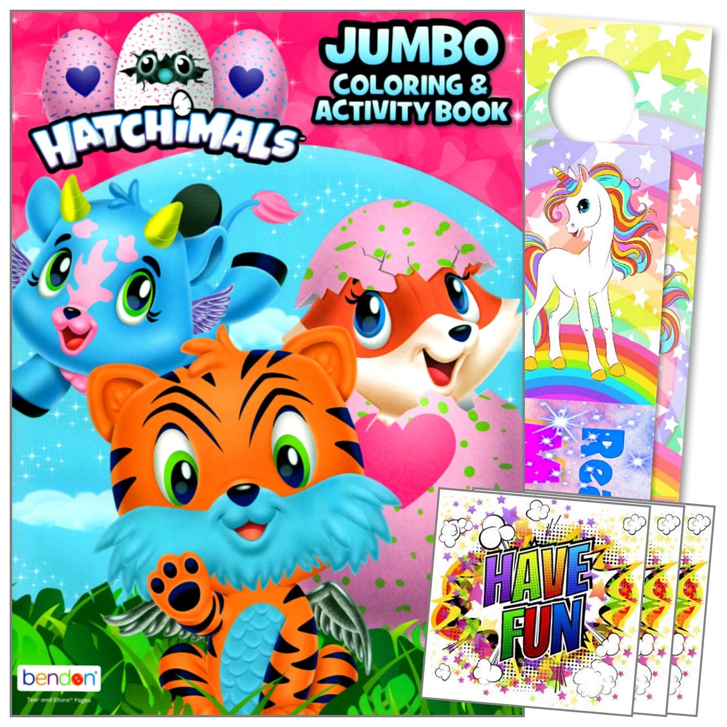 Hatchimals Coloring Activities Book Activity Set Bundle Includes Separately Licensed Specialty Doorhanger, Bookmark, and Reward Stickers