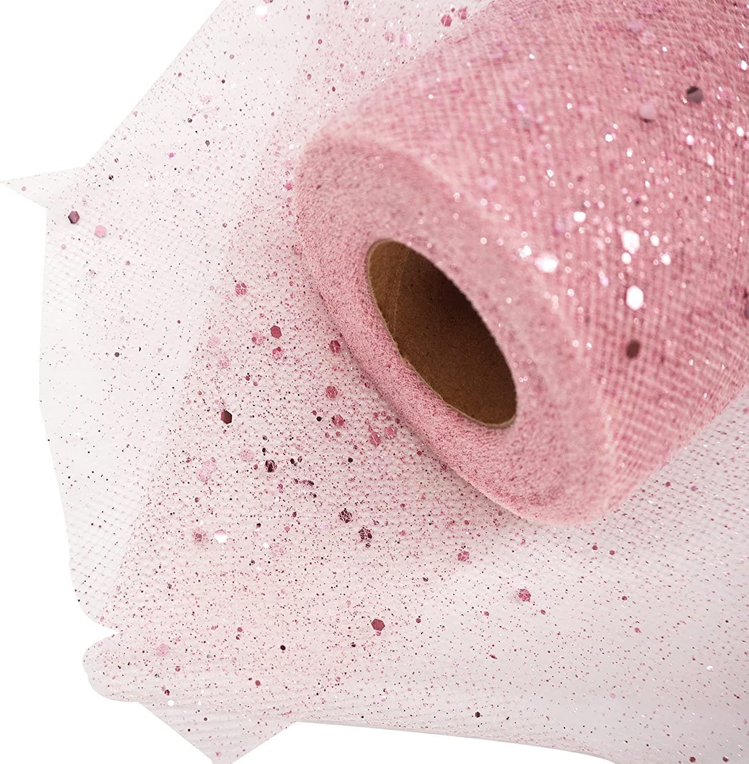 Glitter Tulle Fabric Rolls 6 Inch 25 Yards(22.86M) Sequin Sparkling Ribbon Spool Netting for Wedding, Tutu Skirt, Gift Wrapping, Party Decoration