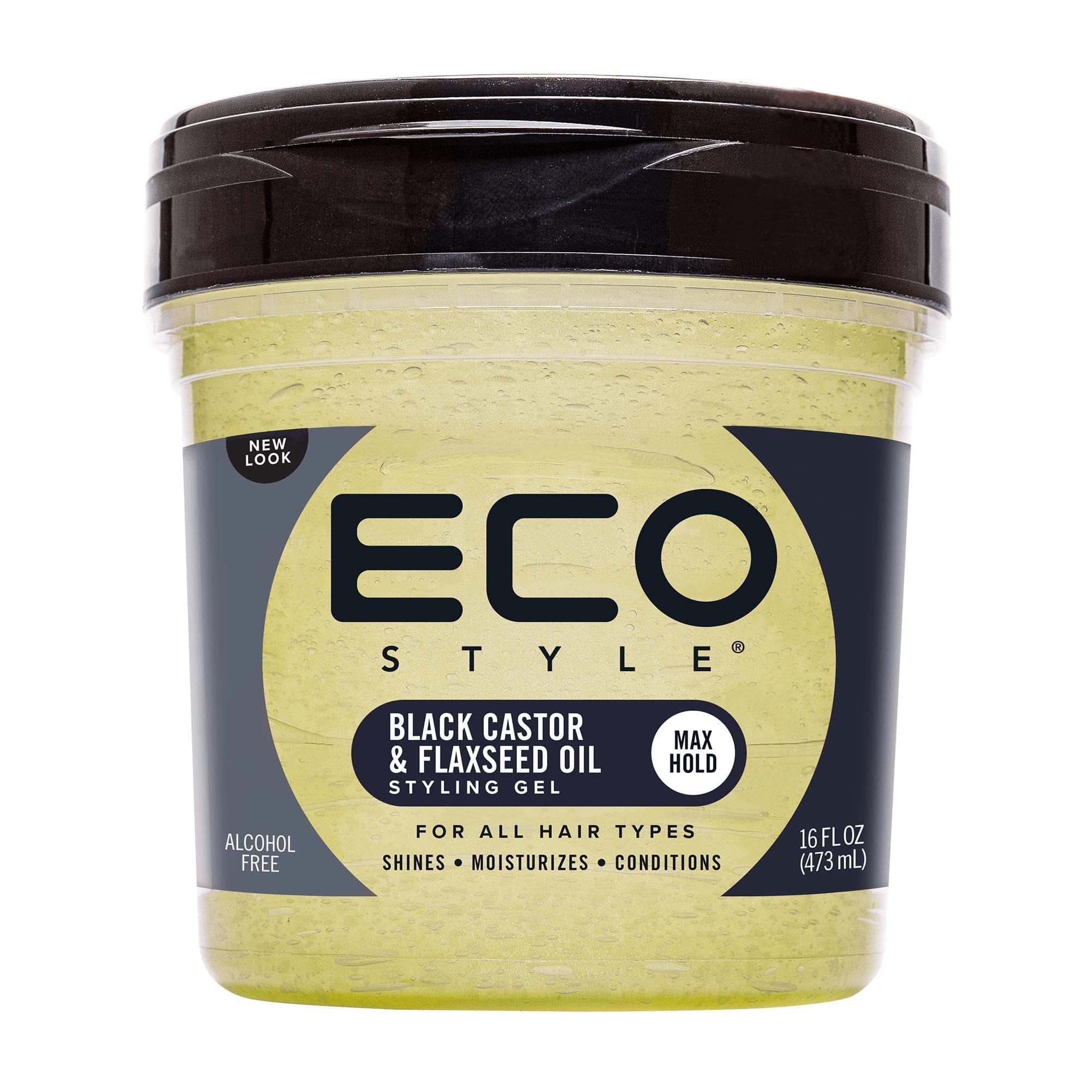Eco Style Black Castor And Flax Seed Oil Eco Styler Hair Gel, Hydrate and Style, Alcohol-Free, Green 473 ml (Pack of 1)