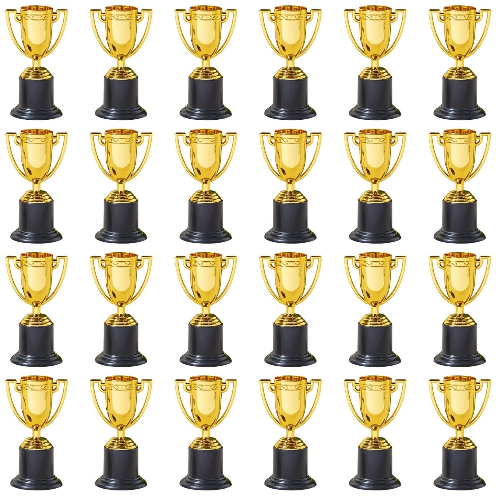 Juvale Award Trophies - 24-Pack Plastic Gold Trophy Cups for Sports Tournaments, Competitions, Parties, 5 x 10 x 5 Centimeters