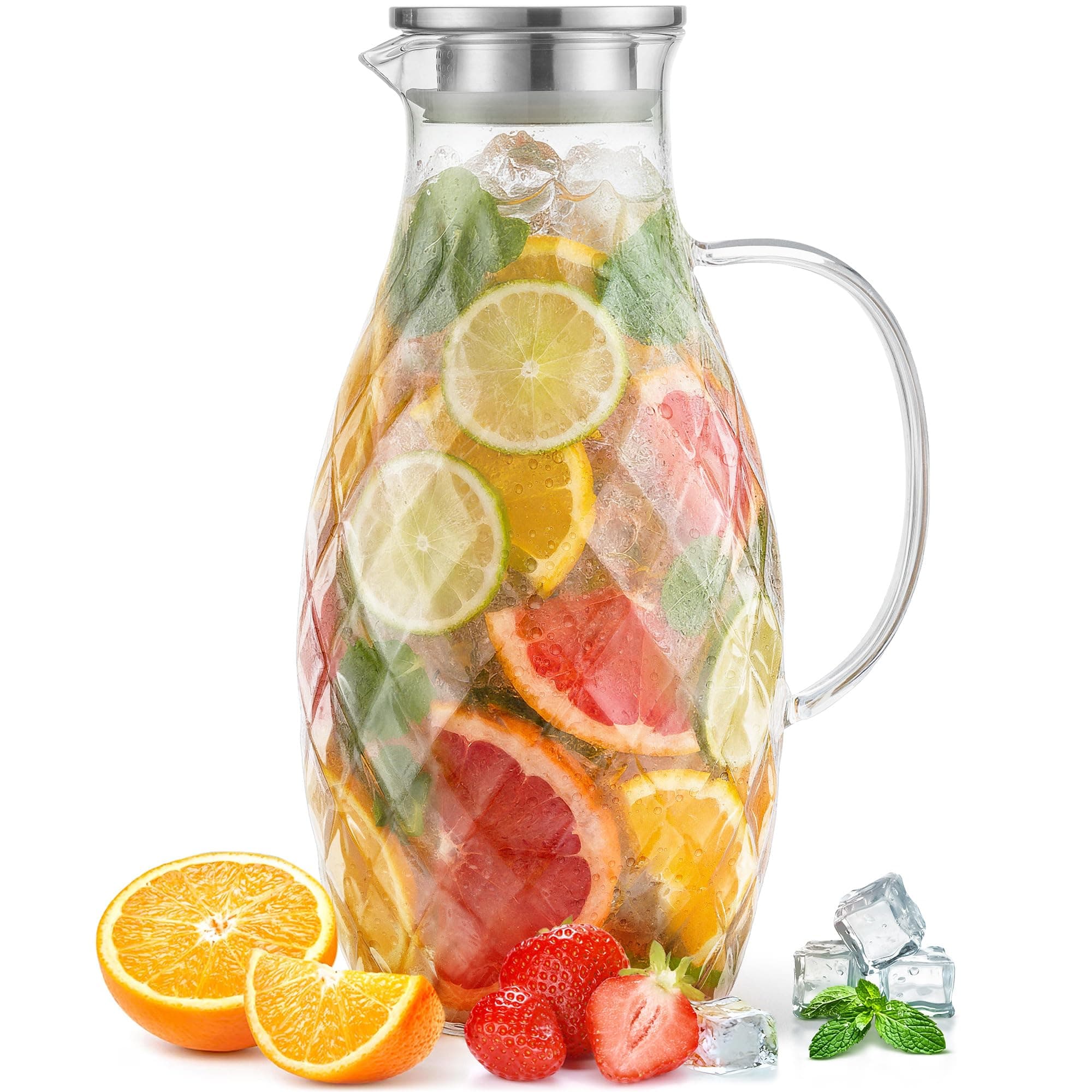 Glass Diamond Pattern Pitcher 100 oz