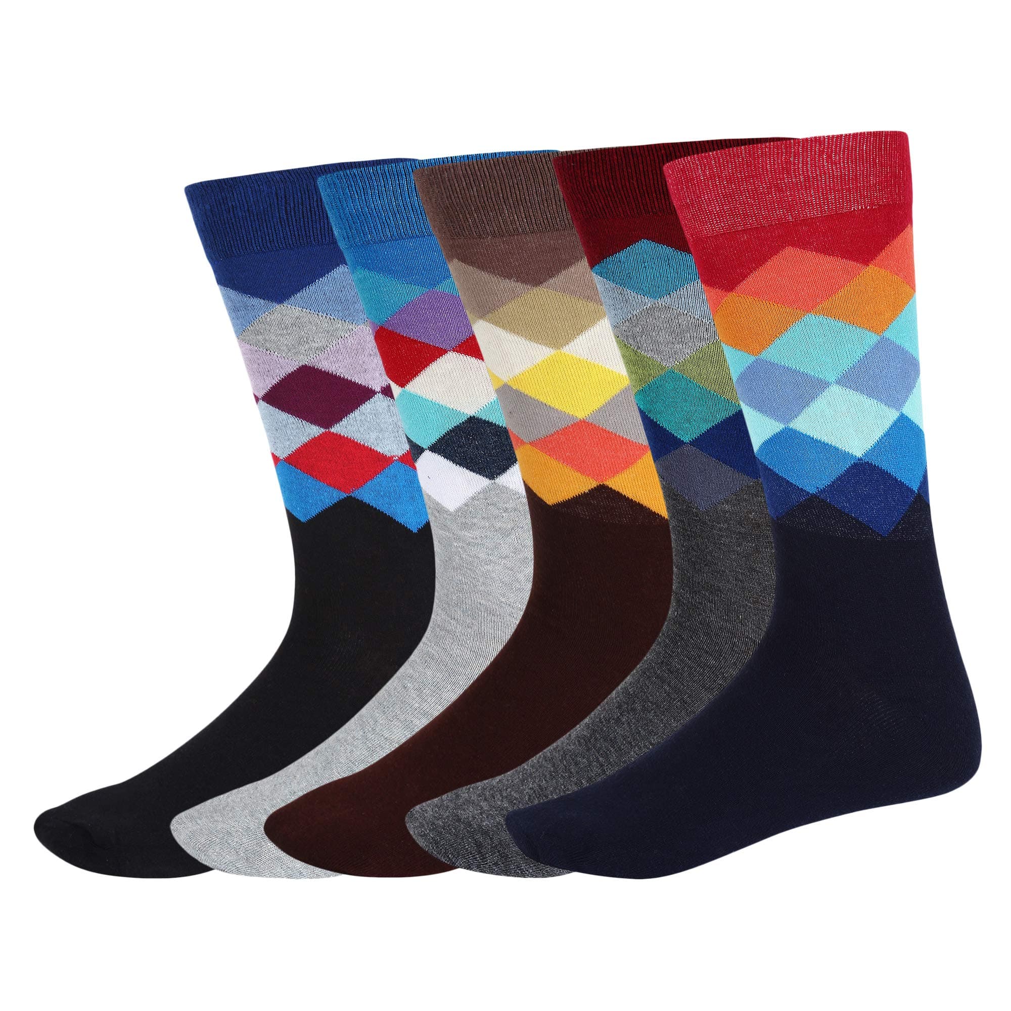 Men's Calf Length Cotton Socks (Pack of 5) (SCS-FL-03_Multicolored)