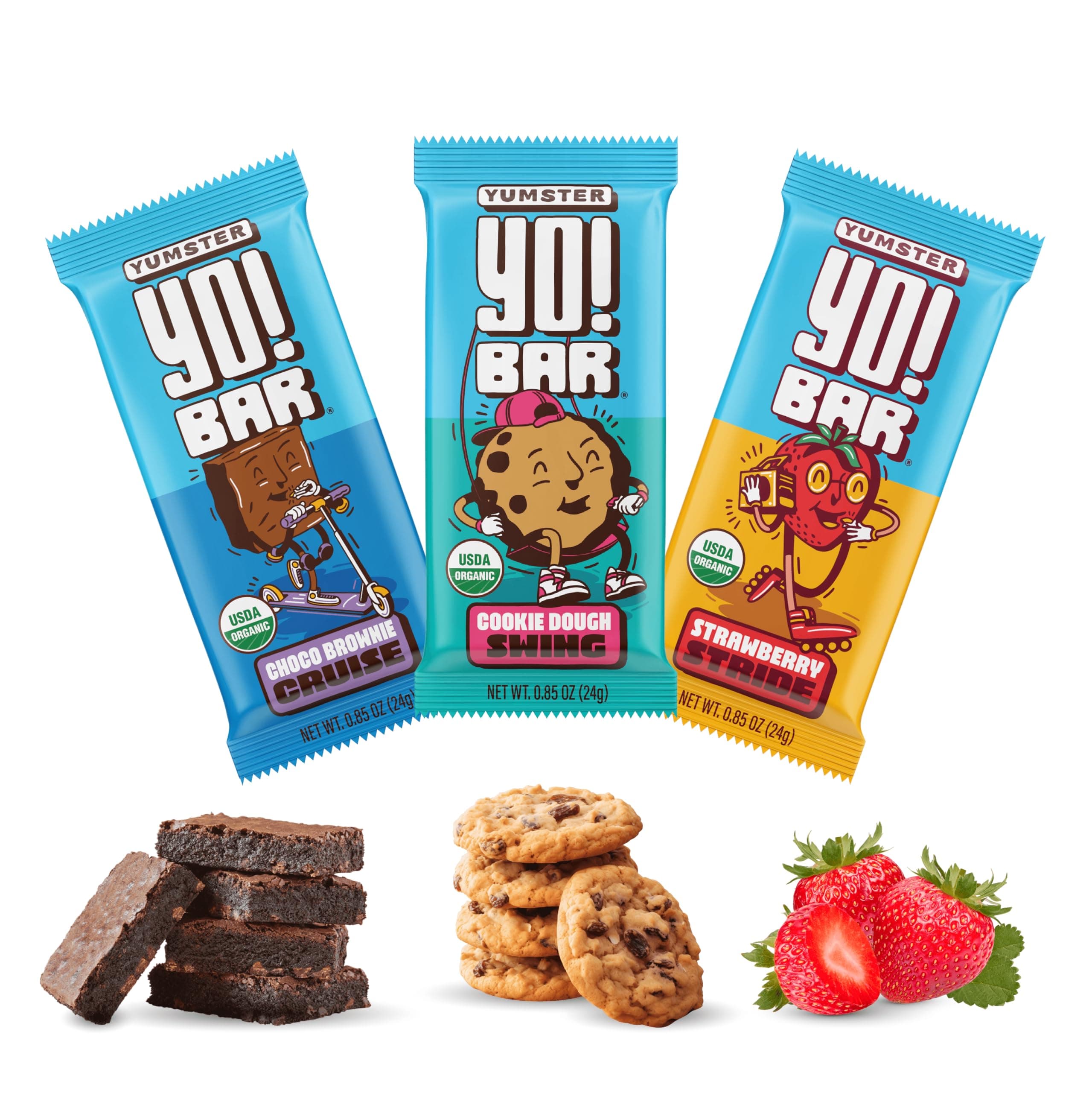 - Yo! Bar by Bearded Brothers Vegan Organic Kids Bar | Gluten Free, Paleo and Whole 30 | Soy Free, Non-GMO, Low Glycemic, No Sugar Added, Fiber + Whole Foods | Variety 3 Flavor Pack | 25 Bars