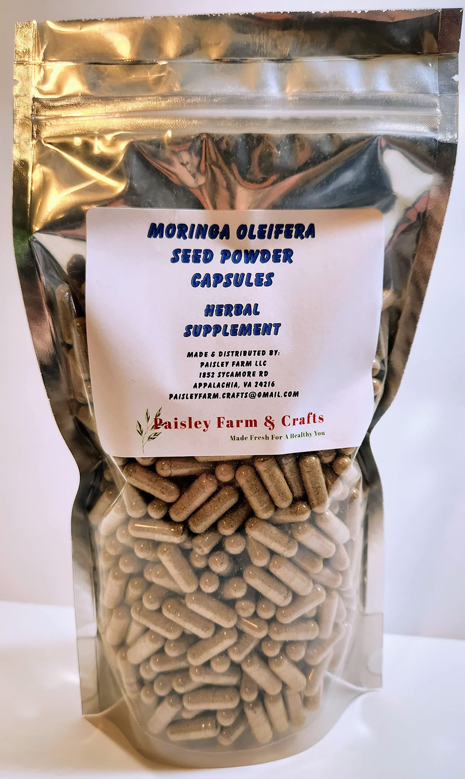 Moringa Oleifera Malunggay Seed Powder Capsules (600) - Made Fresh On Demand!