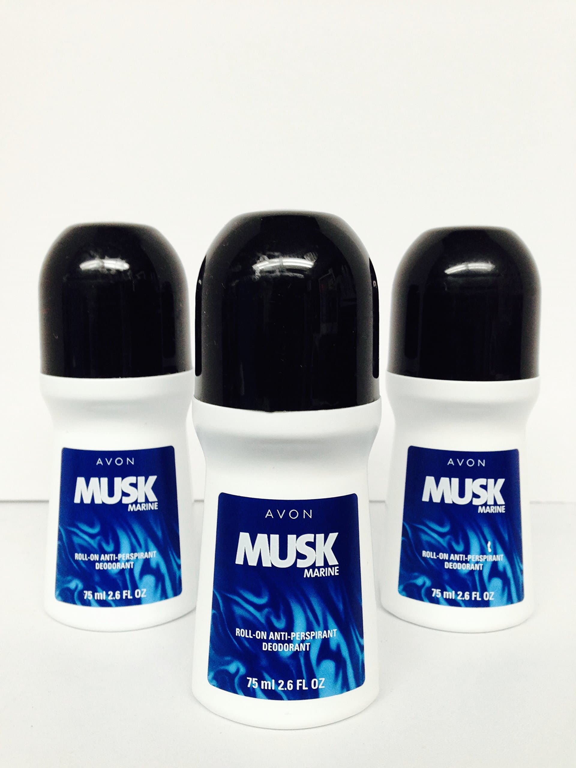 Avon Musk Roll on Anti-perspirant Deodorant 2.6 Oz Pack of 3 Free Starry Sexy Kiss Lip Plumping 10 ml*