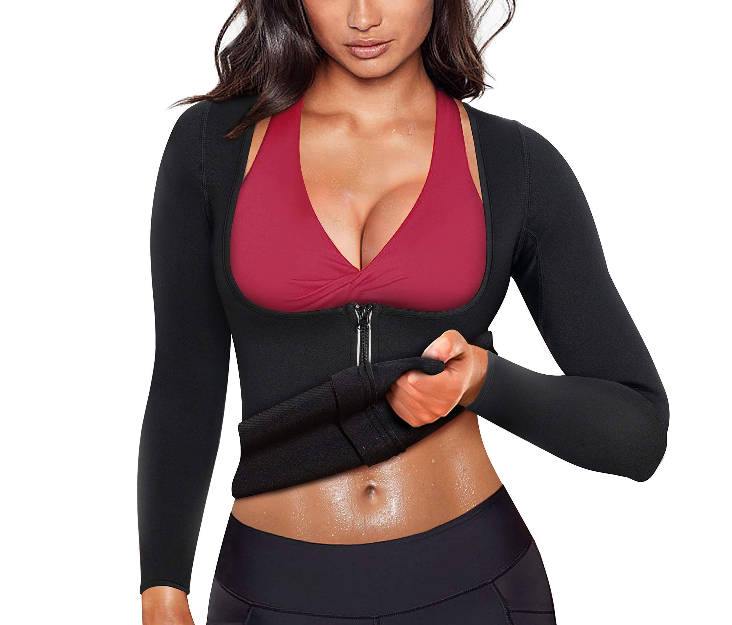 Wonderience Women Sauna Suit Waist Trainer Neoprene Shirt for Sport Workout Corset Hot Body Shaper Top