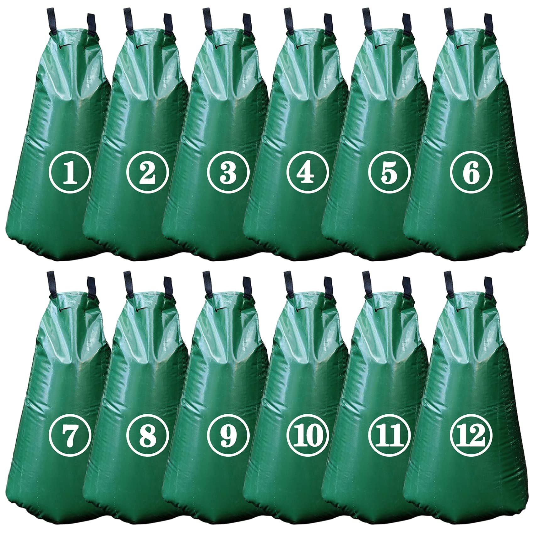 12 Pack 20 Gallon Tree Watering Bags, Reusable, Heavy Duty and Slow Release Gator Bags for Trees, Premium PVC Plant Drip Irrigation Bags,5-8 Hours Releasing Time