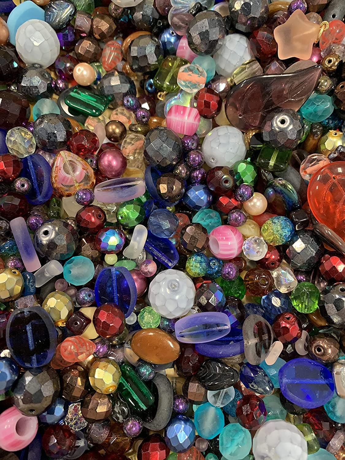 Assorted Glass Beads for Jewelry Making, DIY Lamp Work, Arts and Crafts, and Decorative Hobby Artistry, Colorful Crystal Assortment Bulk Mix, 4-18mm, Half Pound (6)