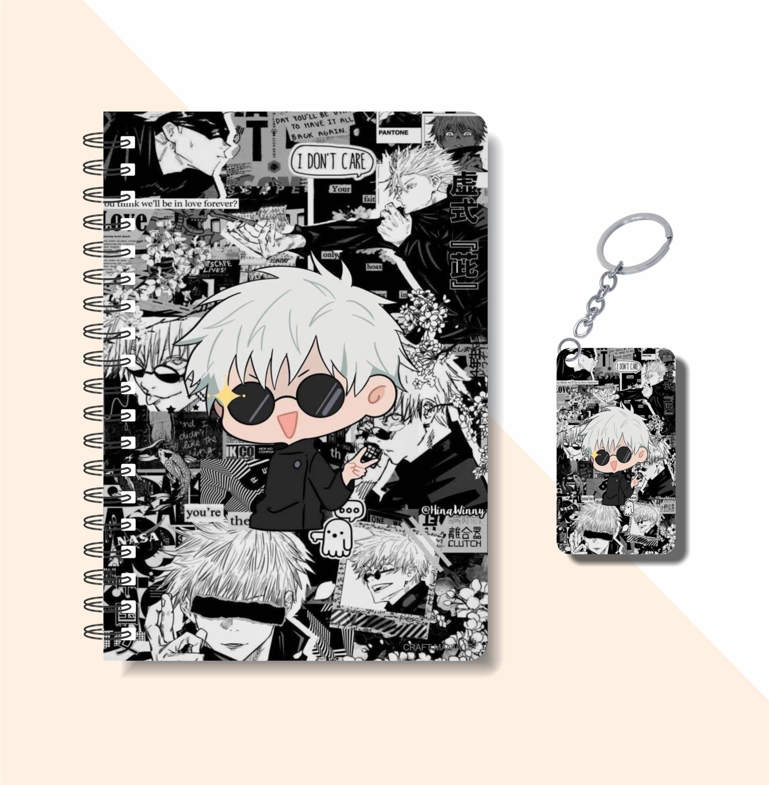 CRAFT MANIACS JUJUTSU KAISEN CUTE AVATAR POSTER PRINTED A5 160 RULED PAGES NOTEBOOK & FREE KEYCHAIN BEST GIFT FOR ANIME LOVERS