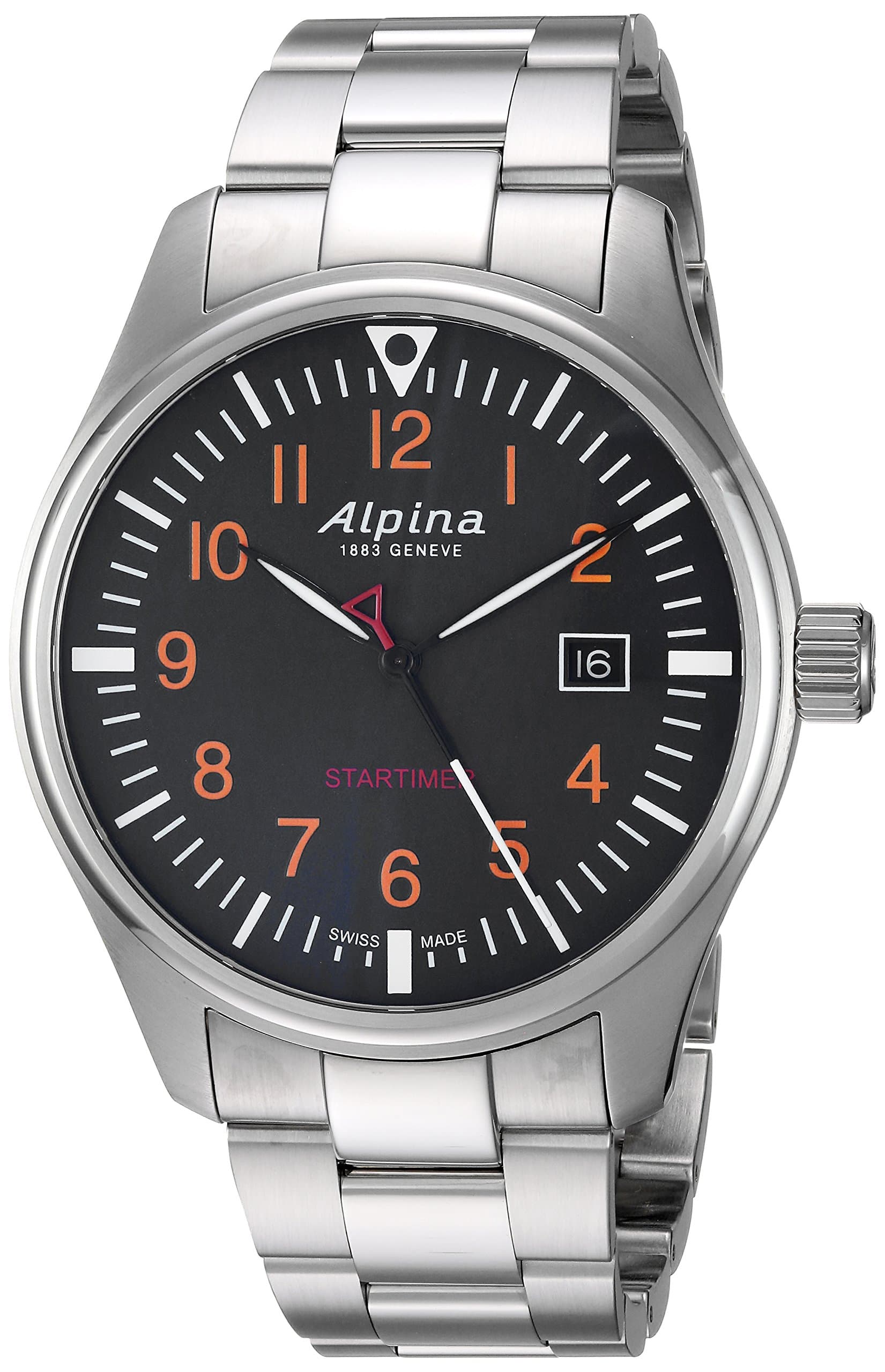 Alpina Men's AL-240N4S6B Startimer Analog Display Swiss Quartz Silver Watch