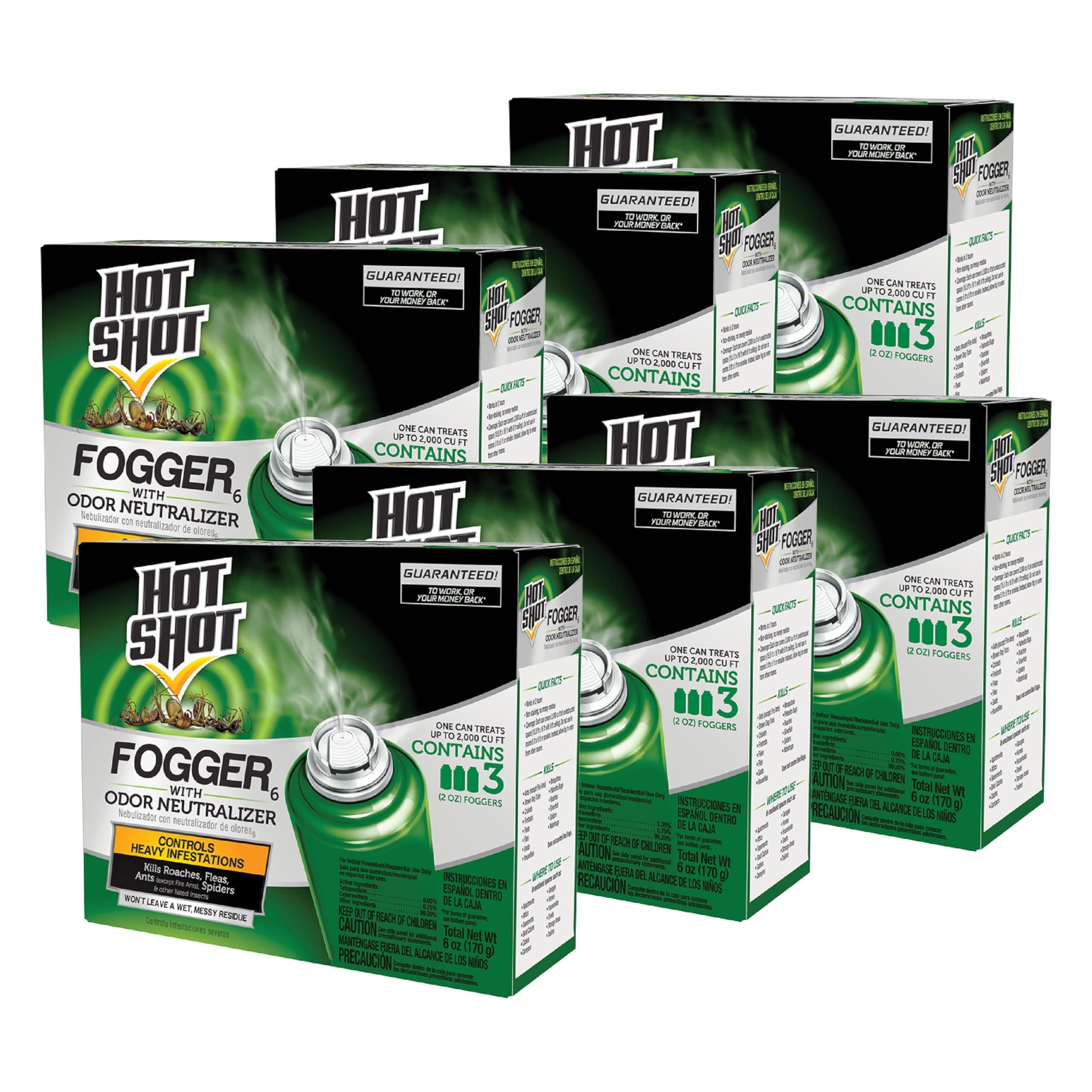 Pest Control Fogger, Kills Roaches, Ants, Spiders & Other Insects On Contact, Controls Heavy Infestations Indoors, 6 Pack