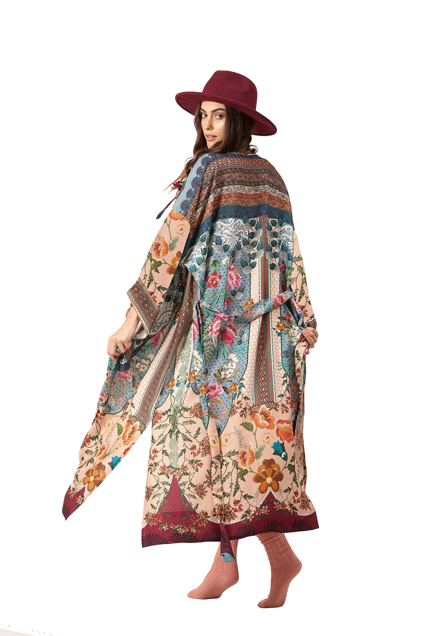 Women's Fashion Geometry Print Cover ups Tunic Kimono Cardigan Shawl