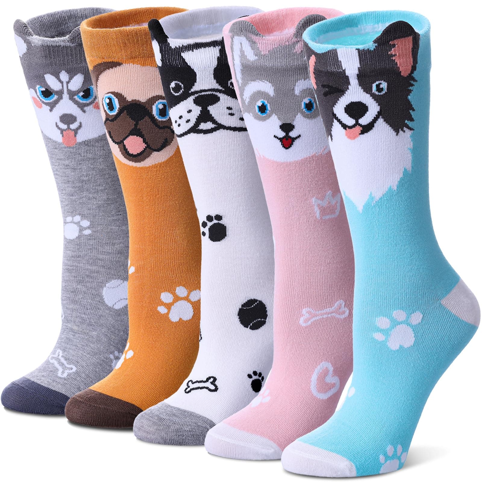 SDBING Womens Cat Socks Cute Gifts Animal Soft Breathable Thin Cotton Casual Crew Socks 5 Pairs