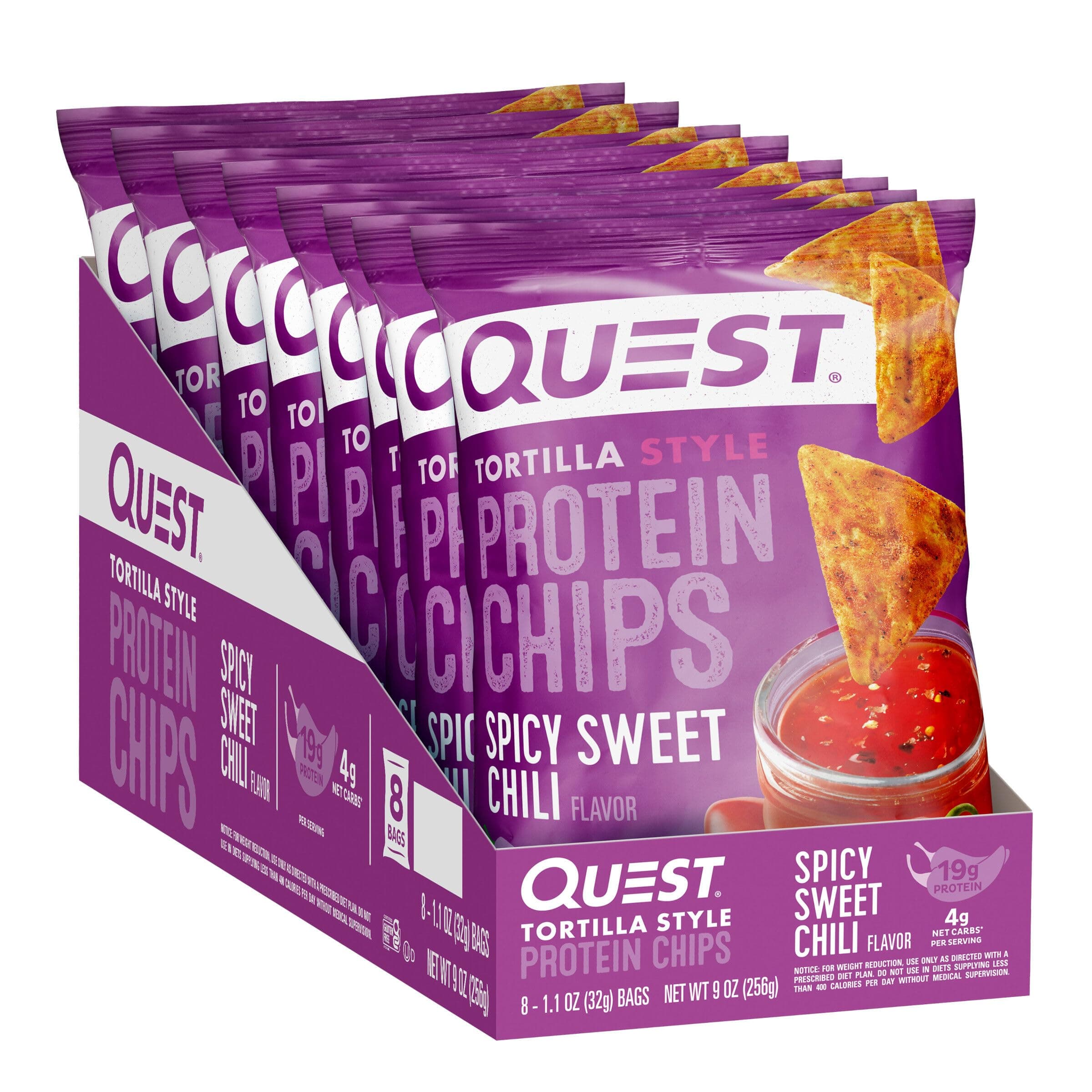 Quest Tortilla Style Protein Chips - Spicy Sweet Chili (8 Bags)