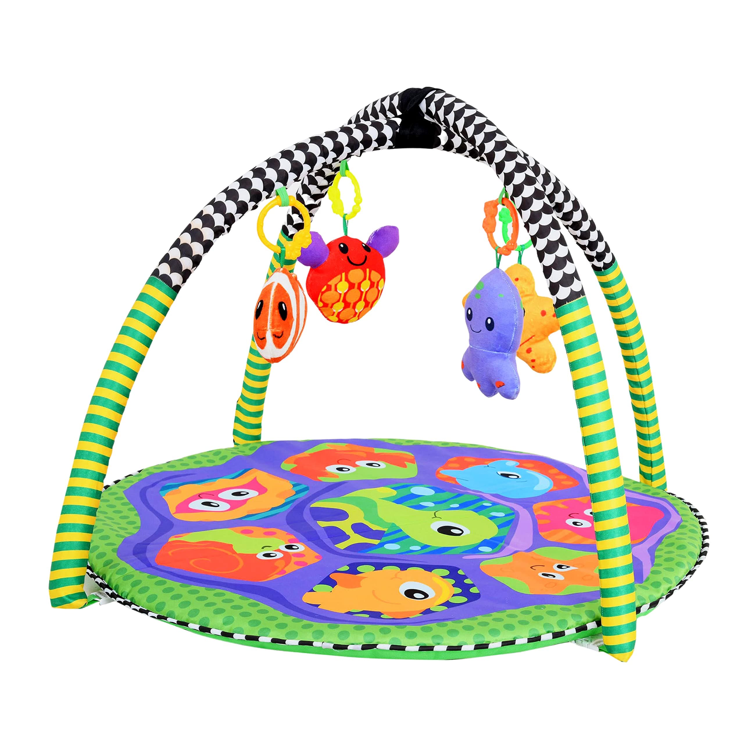 Playhood Turtle Baby Gym with Hanging Rattles and Teether - Multicolor