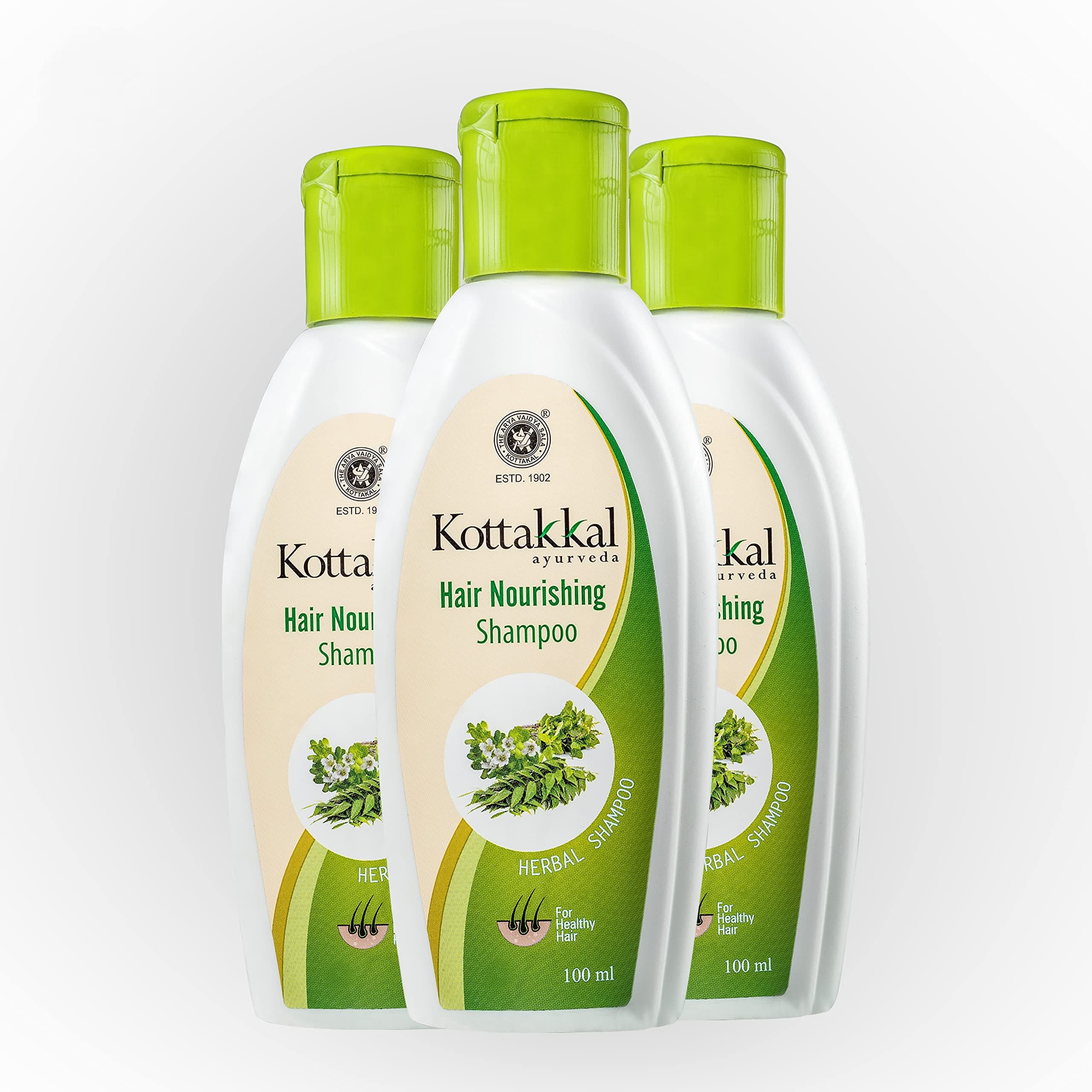 Herbal Hair Shampoo for Beautiful Hair, Natural - Pack of 3, Each 100 ml