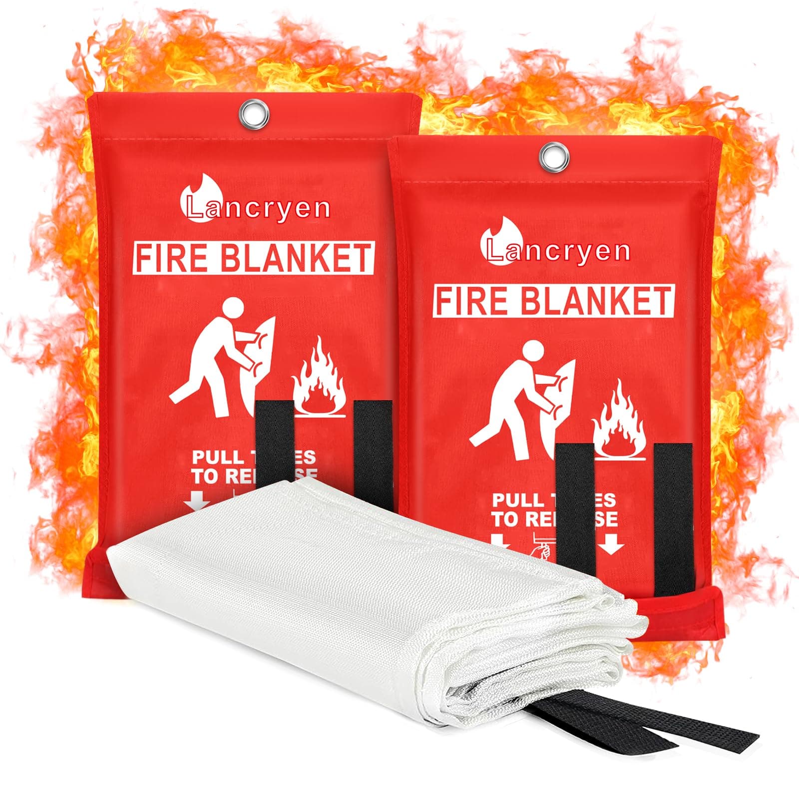 Lancryen Emergency Fire Blanket, Fire Extinguisher Blanket, Fire Suppression Fabric, Flame Retardant Towel Fire Safety Cloth for Home, Kitchen, School, Grill, Car, Office, Warehouse(40” x 40”)