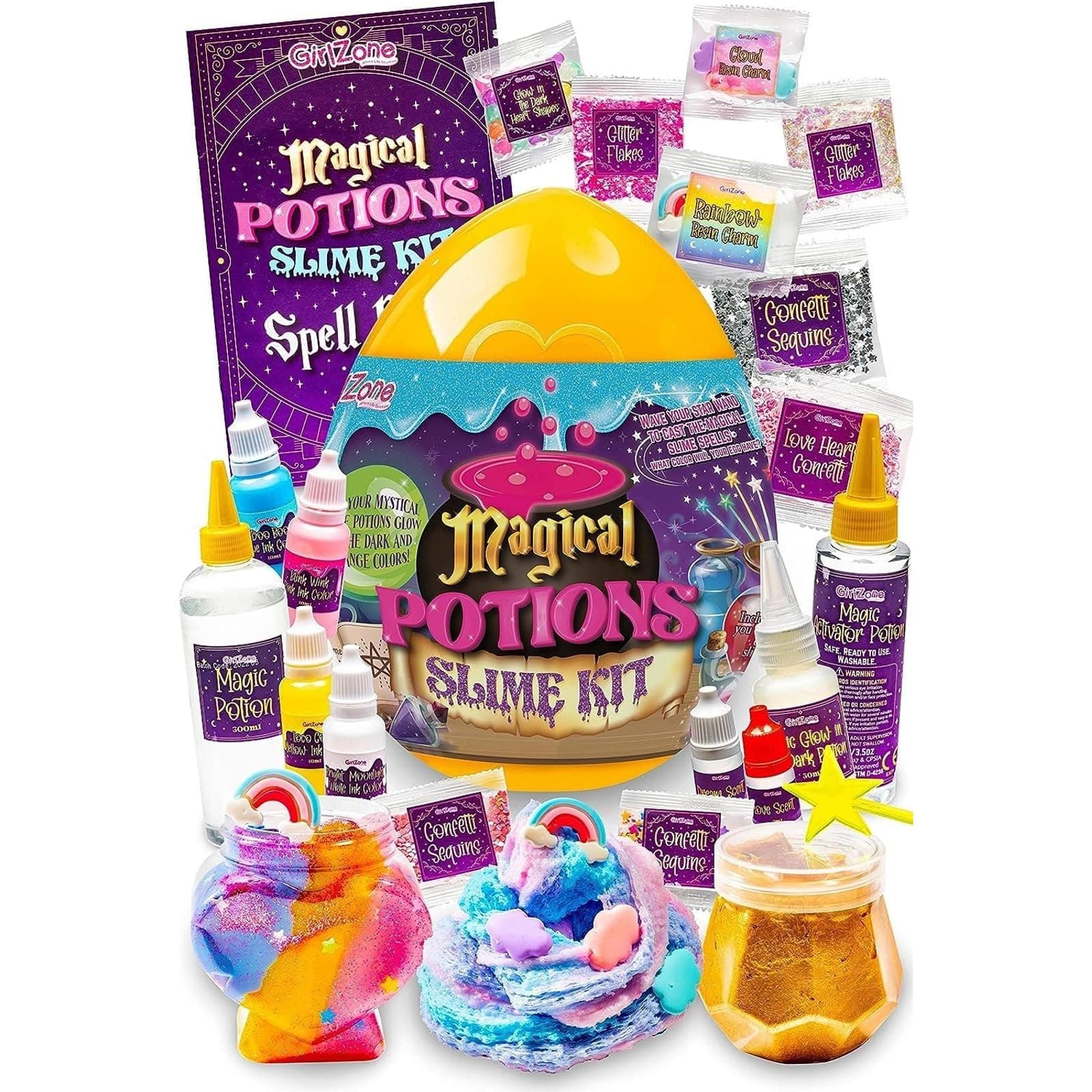 GirlZone Magic Potion Slime Kit, Magic Potion Slime Kit for Making 6 Magic Magic Slime Drinks, Glow in the Dark Slime for Kids, Great Gifts for Girls