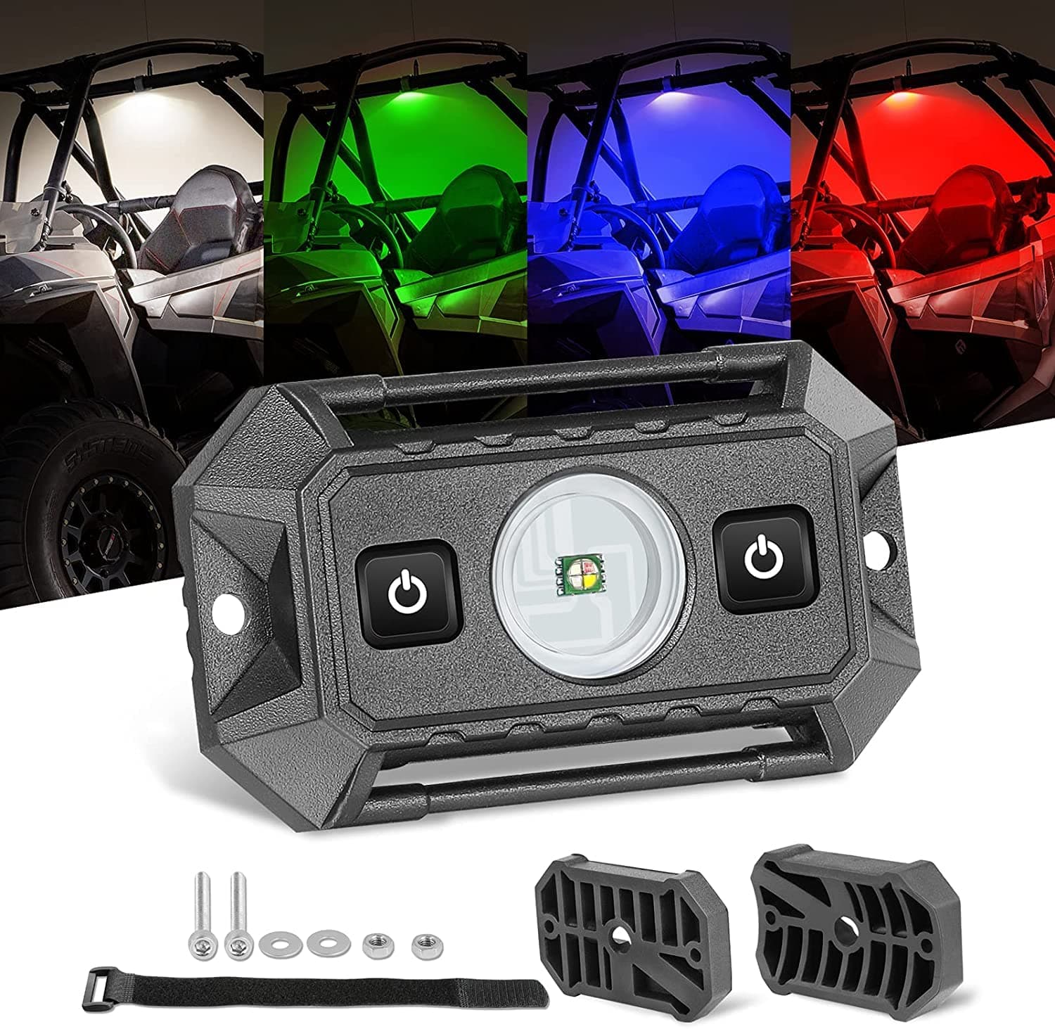 Nirider UTV Dome Light with Switch Roll Bar Mount LED Lights Utility Roll Cage Lights Courtesy Map Universal Interior Light Bar for UTV ATV Polaris RZR Can Am Truck Car Offroad - White RGB Strobe
