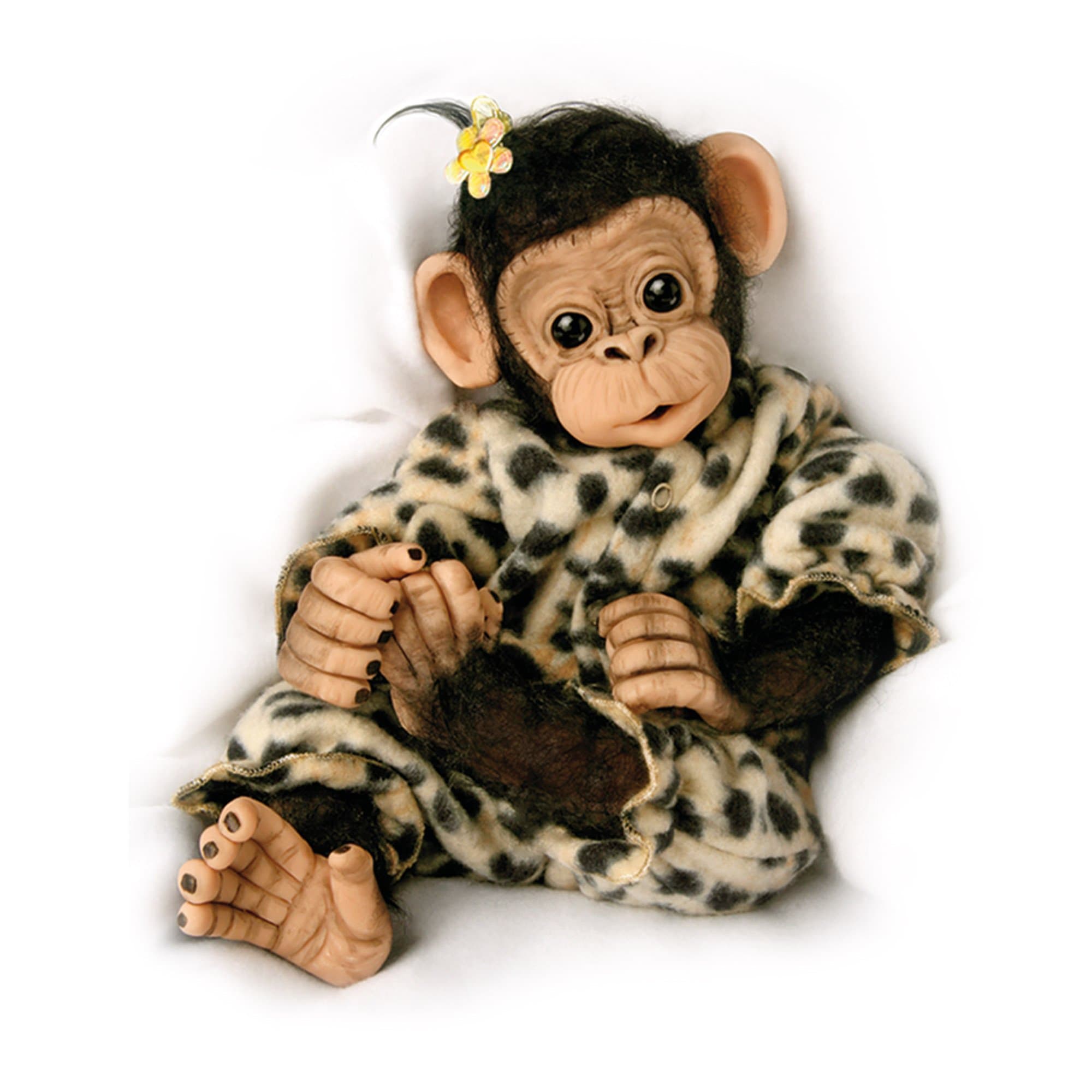 'Little Ubu' - Lifelike Baby Chimpanzee Monkey Baby Doll by Artist Cindy Sales - Handcrafted Collector-Quality Vinyl So Cute Baby Monkey Doll