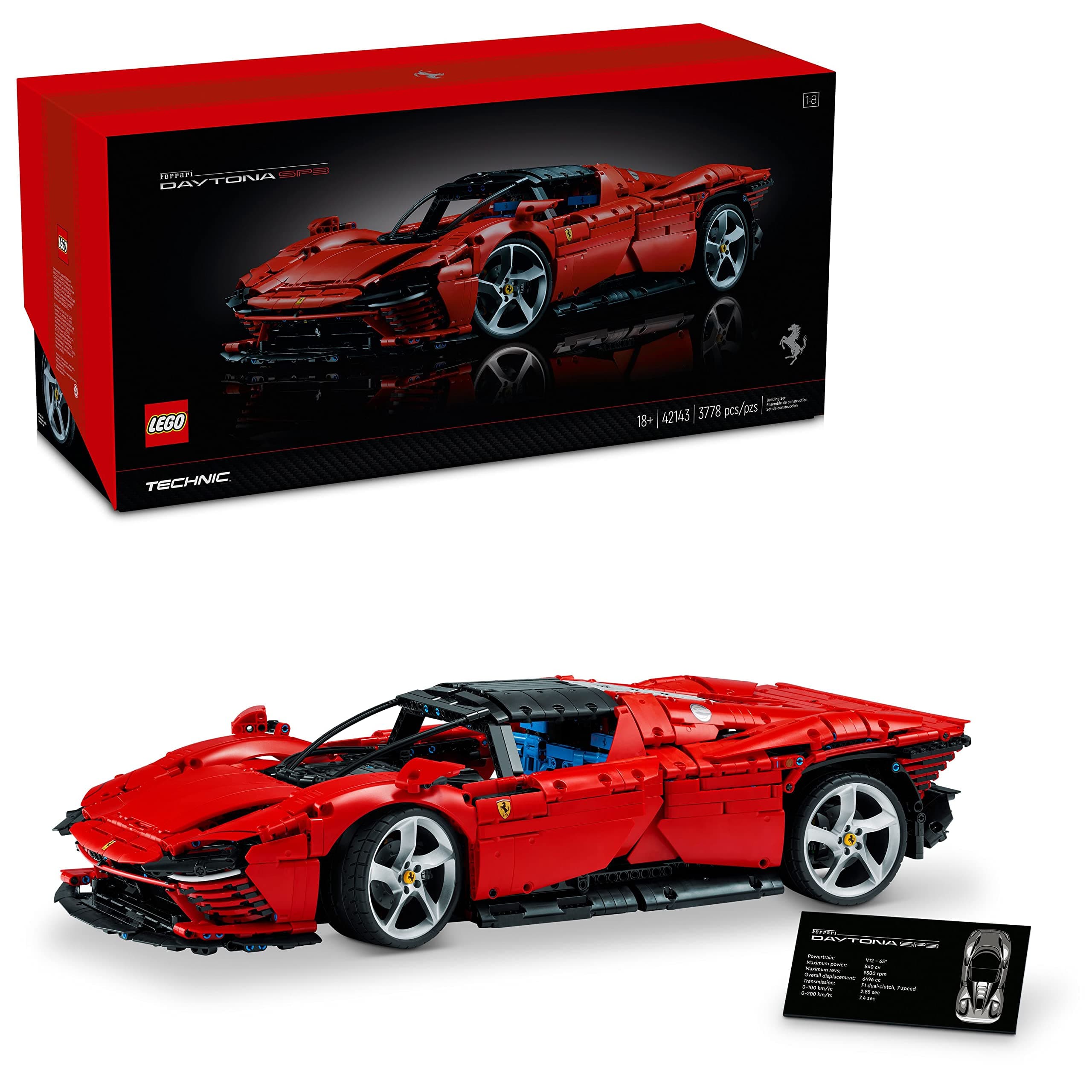 LEGO Technic Ferrari Daytona SP3 Racing Car Model Building Kit, 1:8 Scale, Advanced Collectable Set for Adults, Ultimate Car Concept Series, Perfect Gift for Car Lovers 42143, Anniversary and Birthday (6379495)