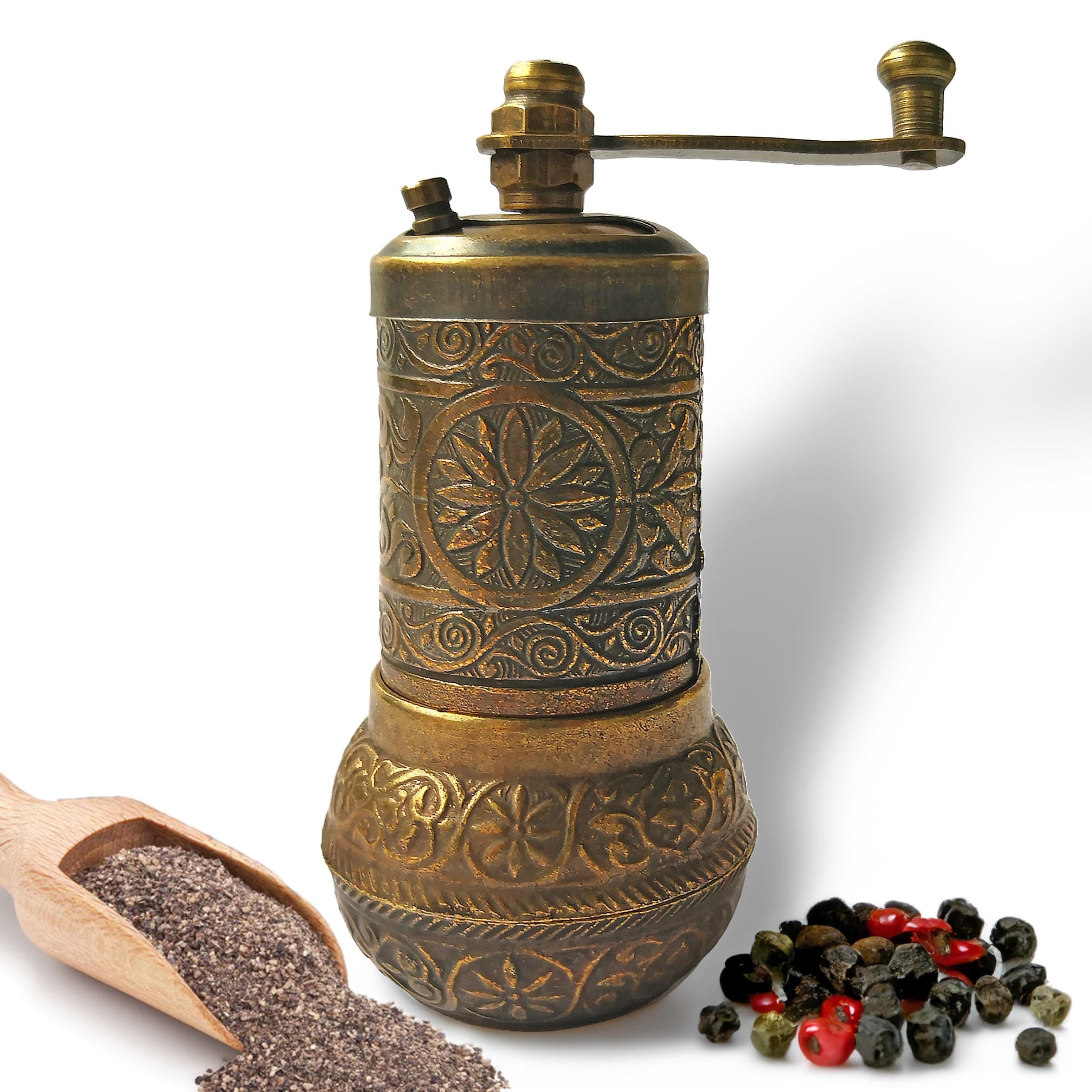 Pepper Grinder - Manual Spice Grinder - Pepper Mill - Spice Grinder - Coffee Bean Grinder (Aged Yellow)