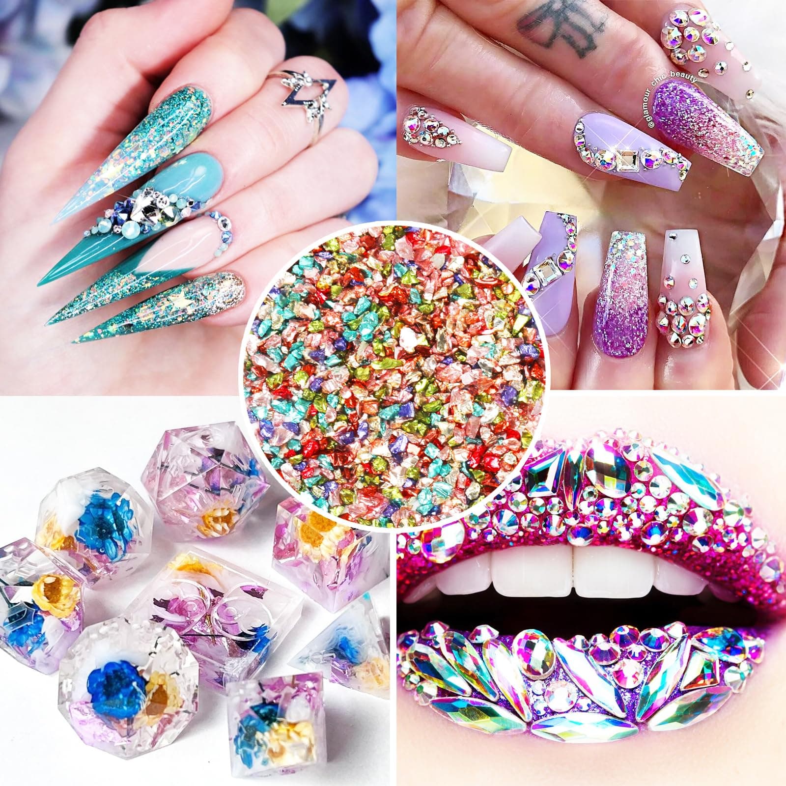 24 Colors Crushed Glass for Crafts, Crushed Glass Glitter for Resin Art Broken Glass Pieces for Crafts Resin Accessories Resin Fillers