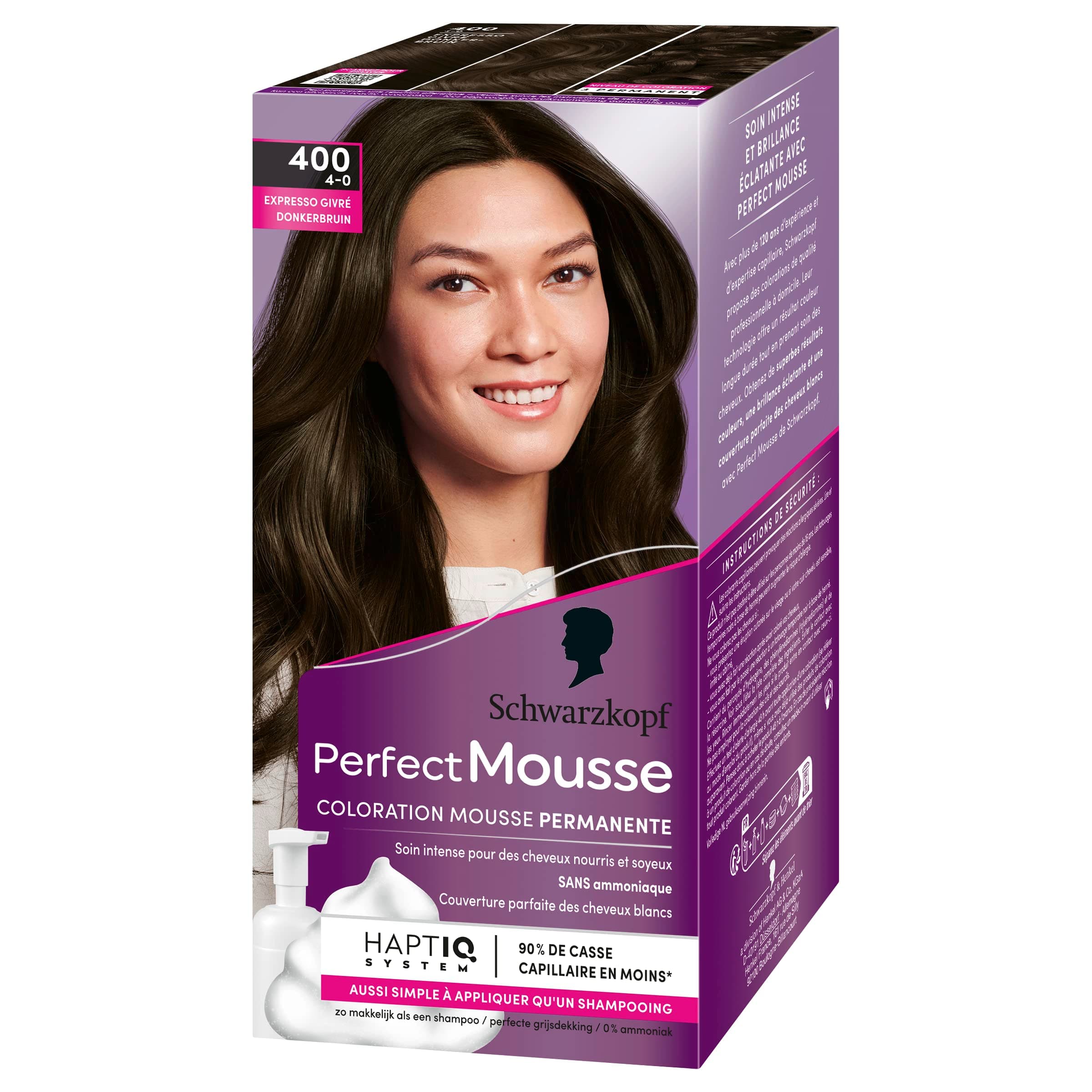 Perfect Mousse - Hair Colour - Permanent Ammonia-Free Foam - 98% Natural Ingredients - Frosted Espresso 400