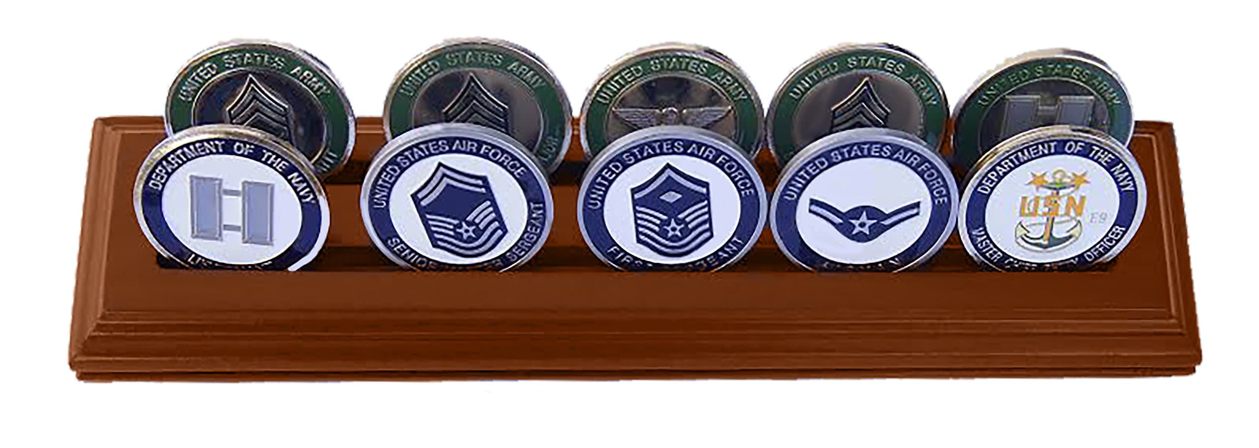 DECOMILMilitary Collectible Challenge Coin Holder (Medium, 2 Rows) Solid Walnut