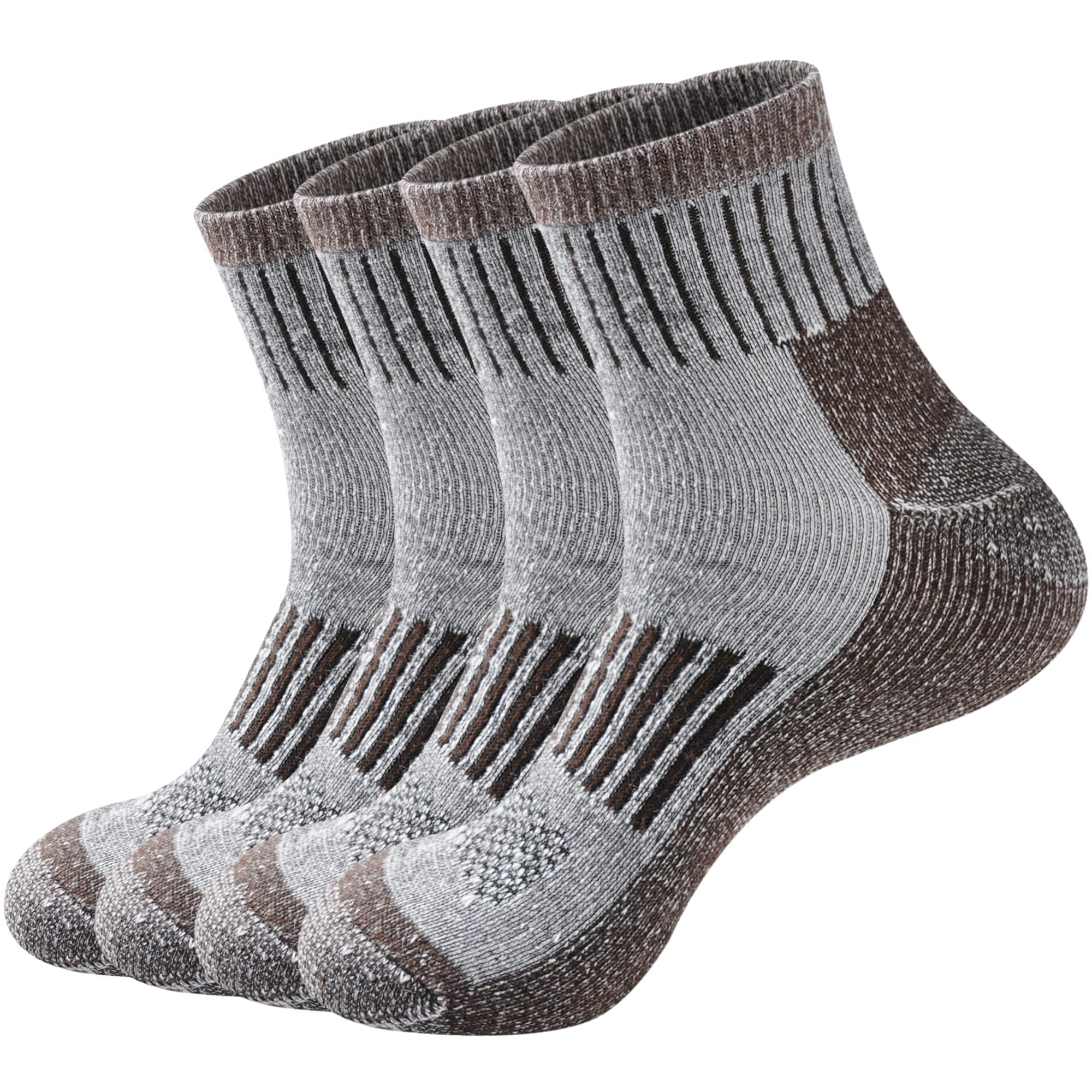 EcoeyEXPLORER Merino Wool Hiking Outdoor Trail Quarter Socks For Men and Women 4 Pairs, Moisture Wicking Sweat Control (Coffee, US Shoe Size: Men 12-15/Women 13.5-15.5)