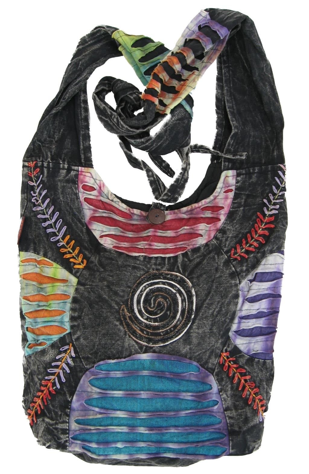 Bohemian Embroidered Ripped Razor Cut Crossbody Hippie Purse Handbag AND Backpack Multicolor