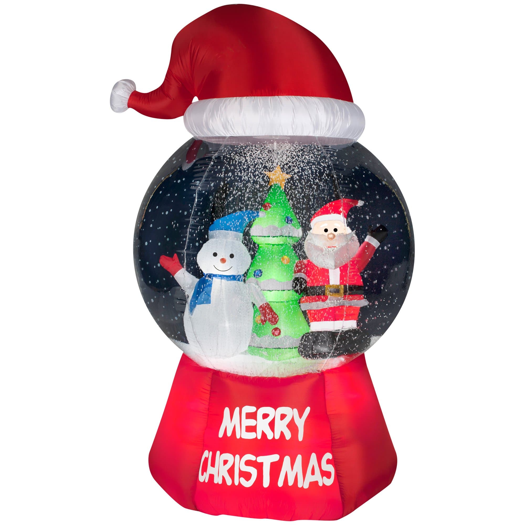 Inflatable Snow Globe Santa Hat- Santa w/Snowman