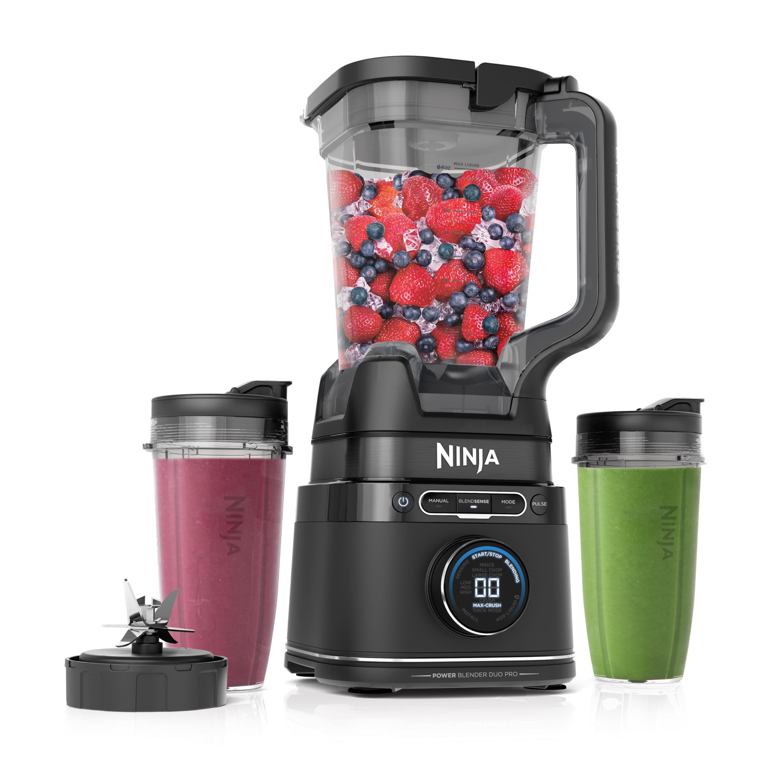 Full Size & Personal Blender I All-in-One | For-Smoothies, Food and More | BlendSense Tech I Includes 72 oz. Pitcher & (2) 24 oz. To-Go Cups with Lids | 1800 Peak Watt | Black | TB301