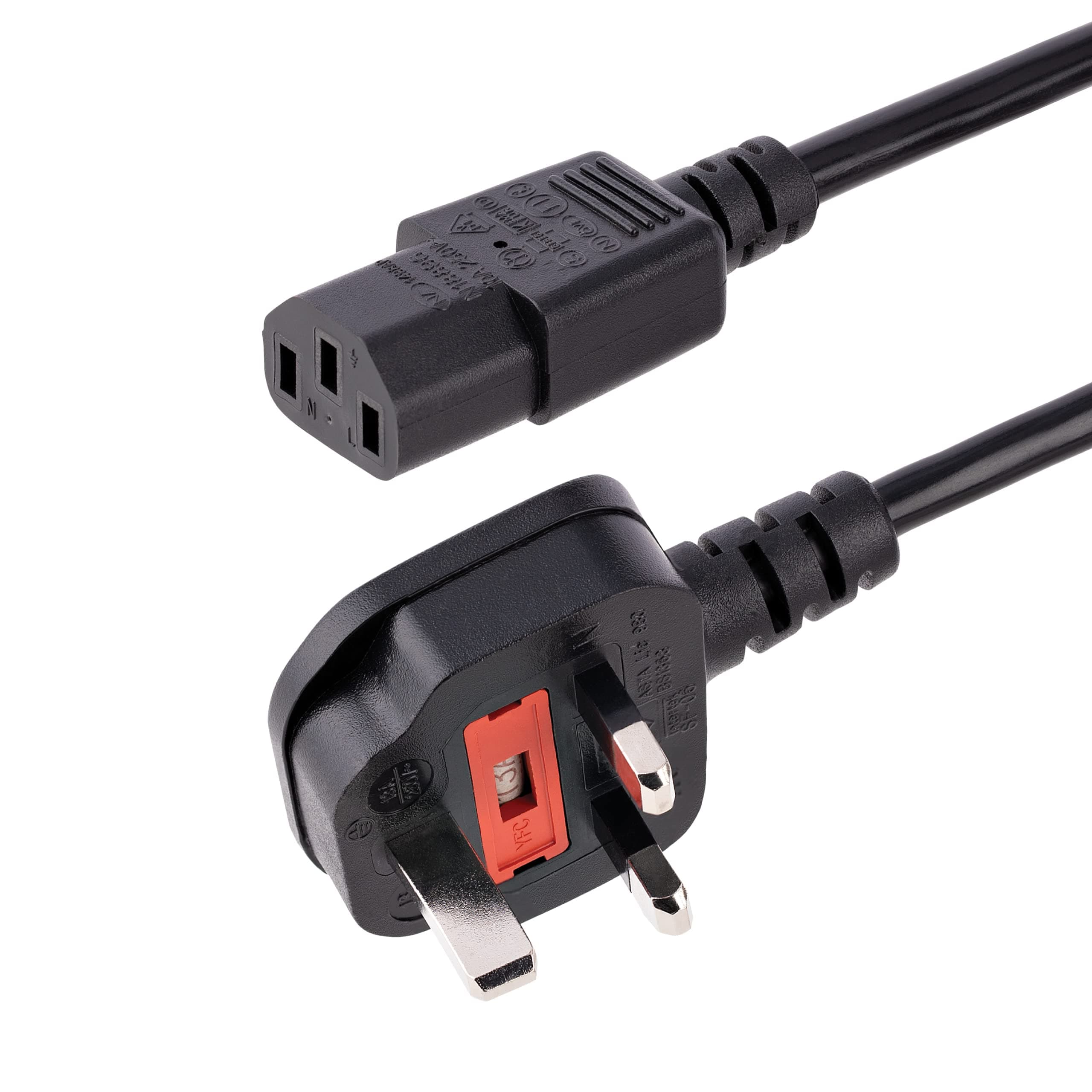 StarTech.com 6ft (1.8m) UK Computer Power Cable, 18AWG, BS 1363 to C13, 10A 250V, Black Replacement AC Power Cord, Kettle Lead / UK Power Cord, PC Power Supply Cable, TV/Monitor Power Cable (PXT101UK)