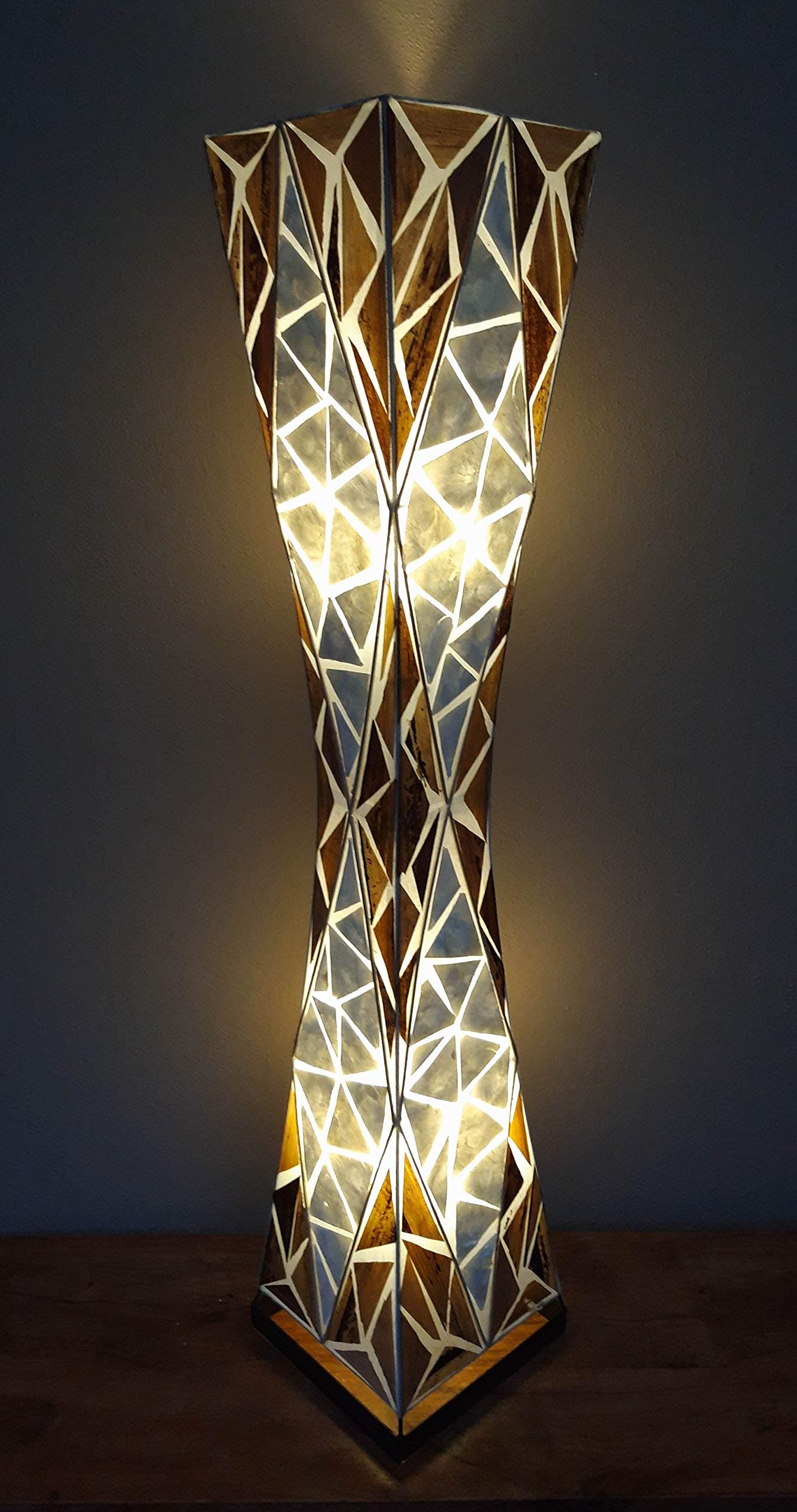 Unusual Banana Leaf & White Shell Tapered Lamp Bali Shell Lamp 100cm