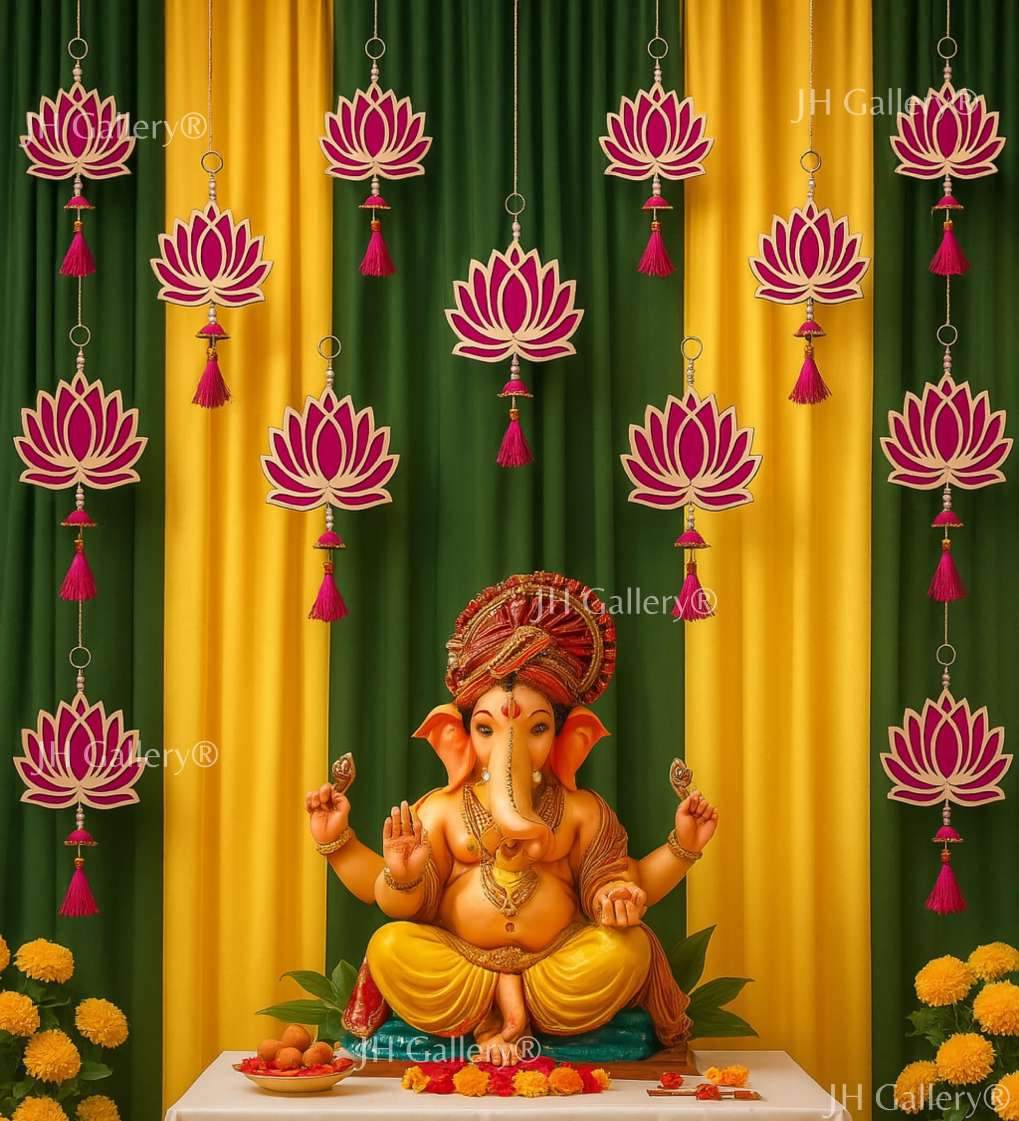 JH Gallery Wood Lotus Hangings for Decoration Floral Wall Hangings for Temple...