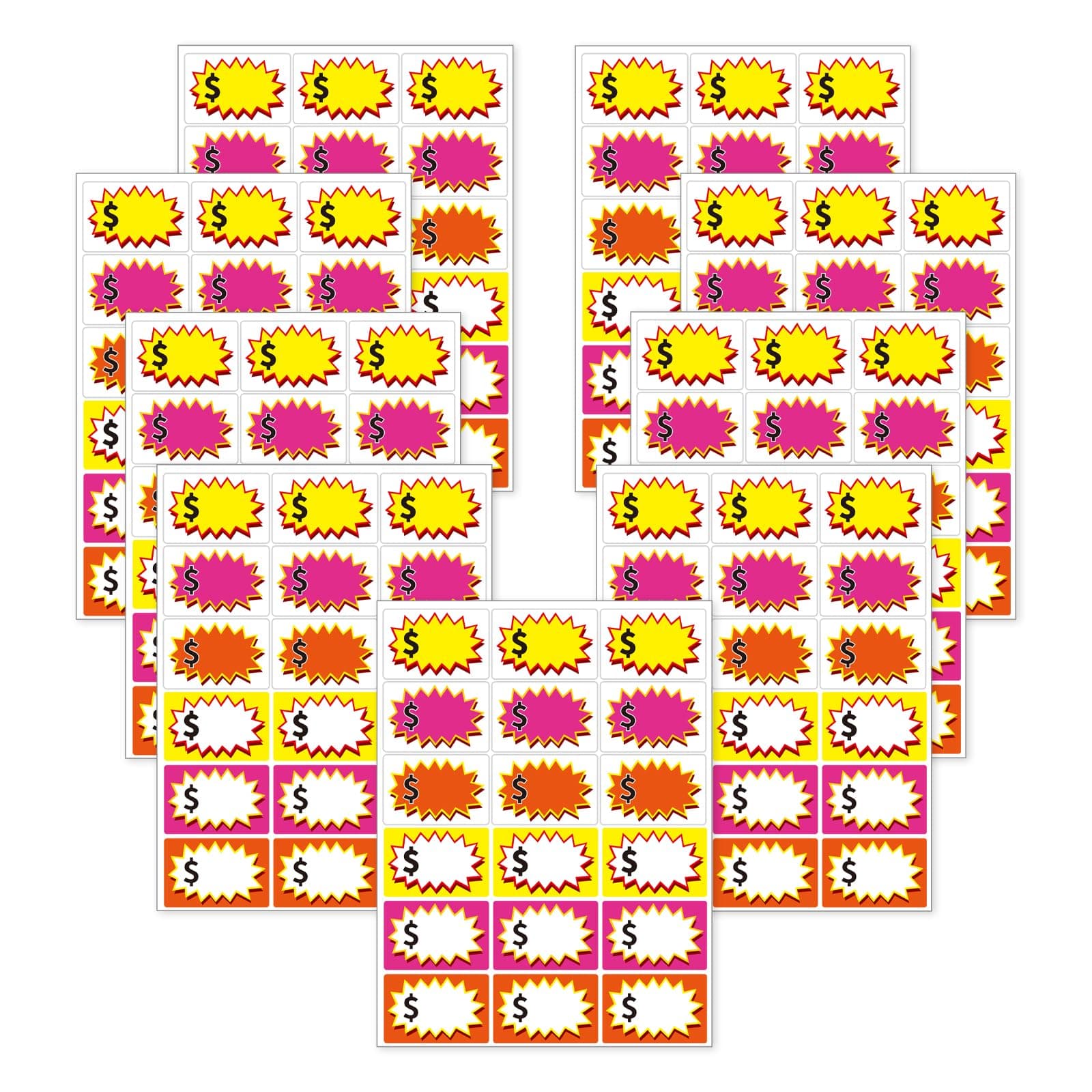 360Pcs Garage Sale Stickers, Removable Yard Sale Price Stickers with Large Blank Writing Space (2"x3"), Self-Adhesive Price Tag Stickers Rummage Sale Stickers for Flea Markets (Multicolor)