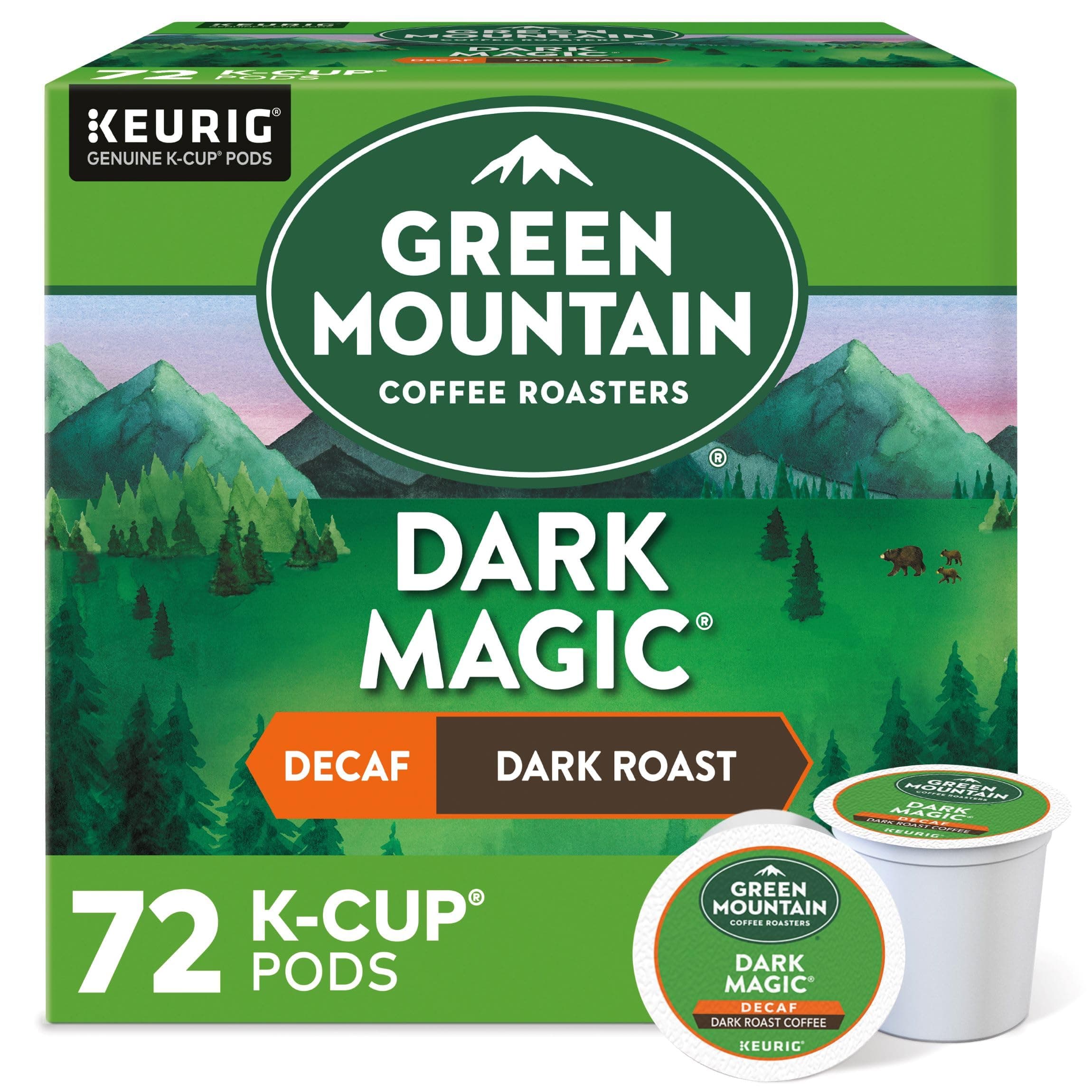 Green Mountain Coffee Roasters Dark Magic Decaf Keurig Single-Serve K-Cup pods, Dark Roast Coffee, 72 Count