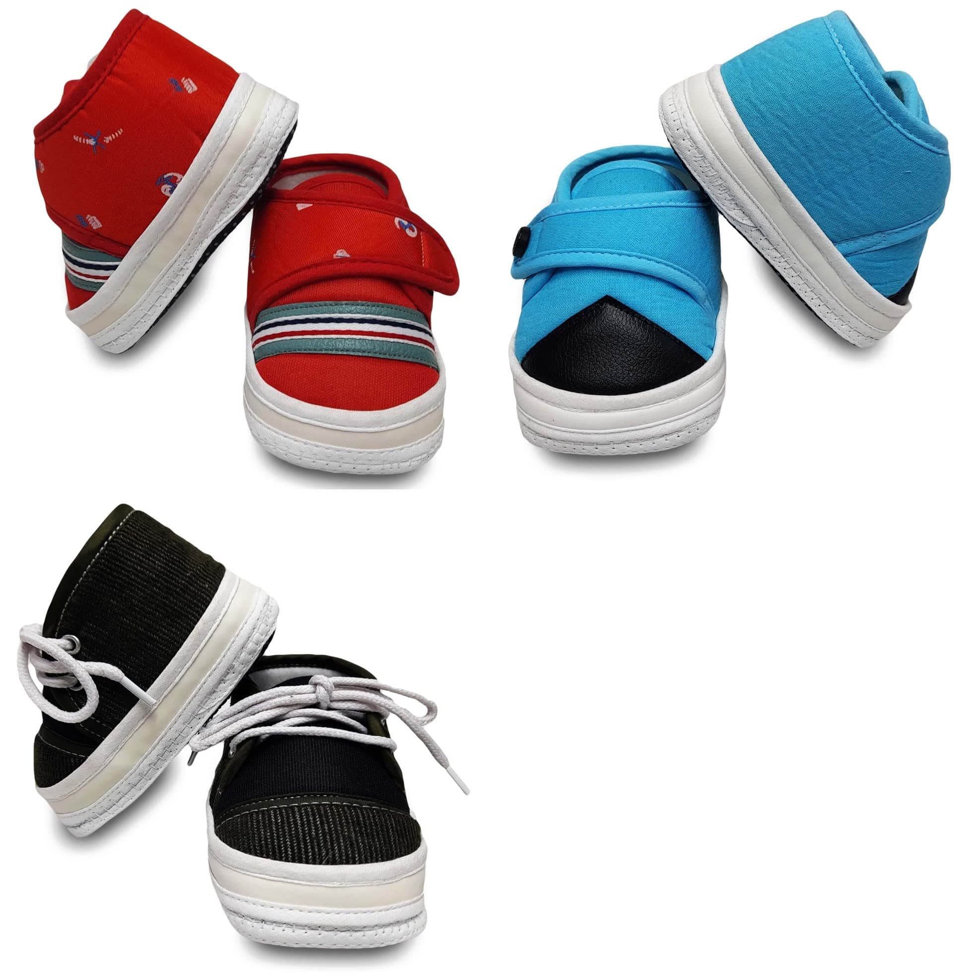 Tavish Baby Boy's and Girl's Canvas Shoes with Super High Grade Material (3-12 Months) - Pair of 3