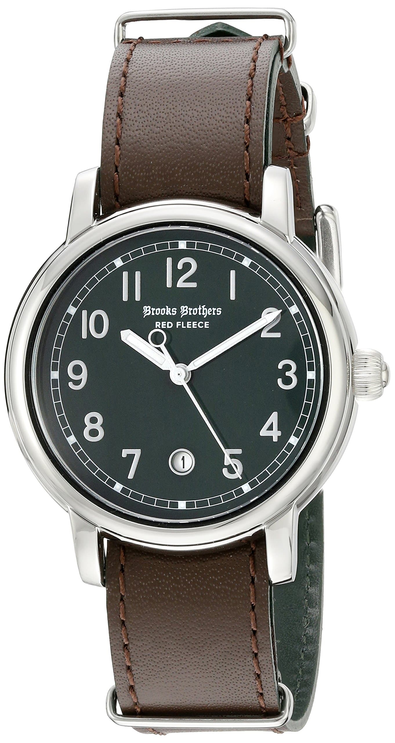 Brooks Brothers Red Fleece Unisex SILGH001 Stainless Steel Watch with Leather Band