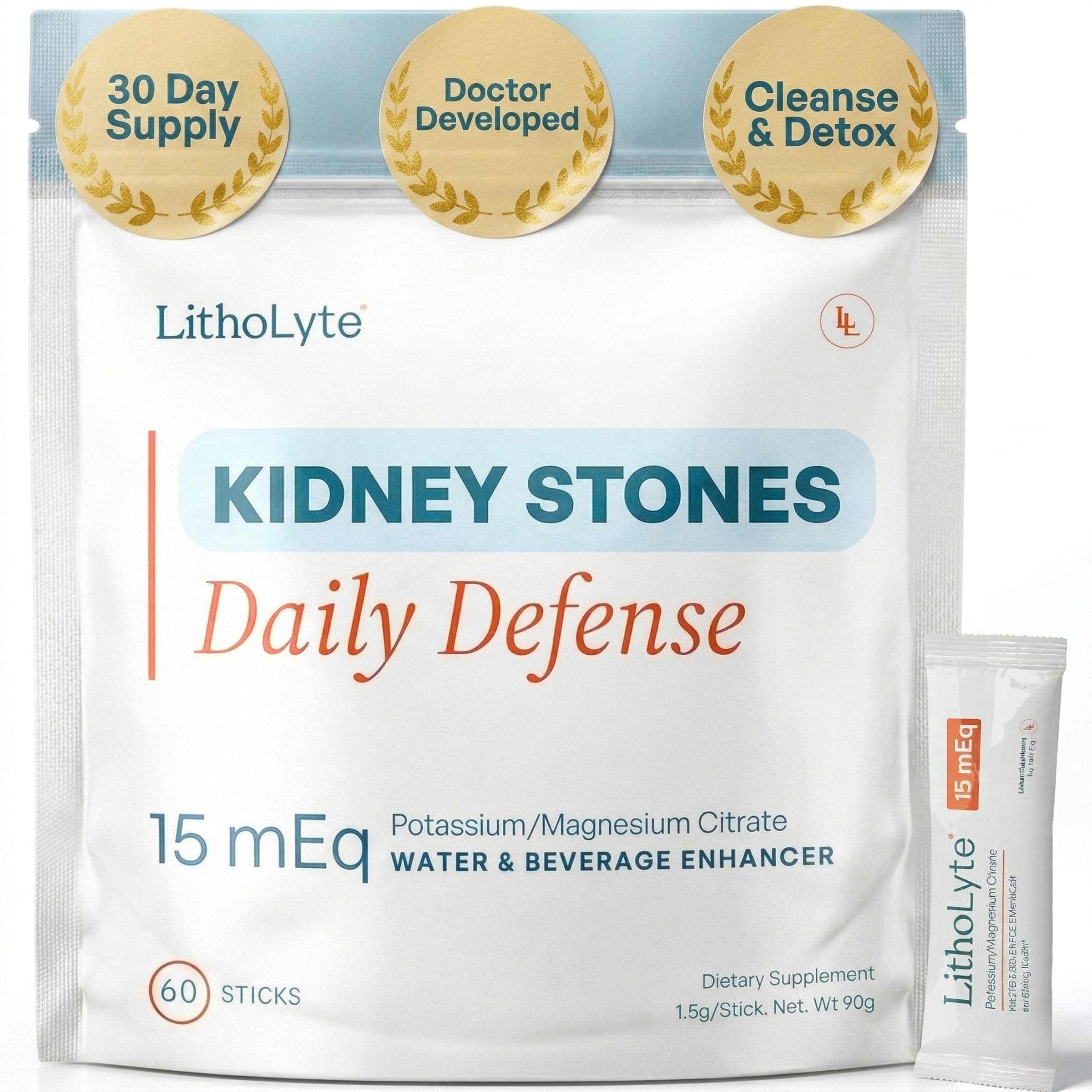 "Kidney Health 15 mEq | Water & Beverage Booster for Kidney Health | Powered by Urologists | 60