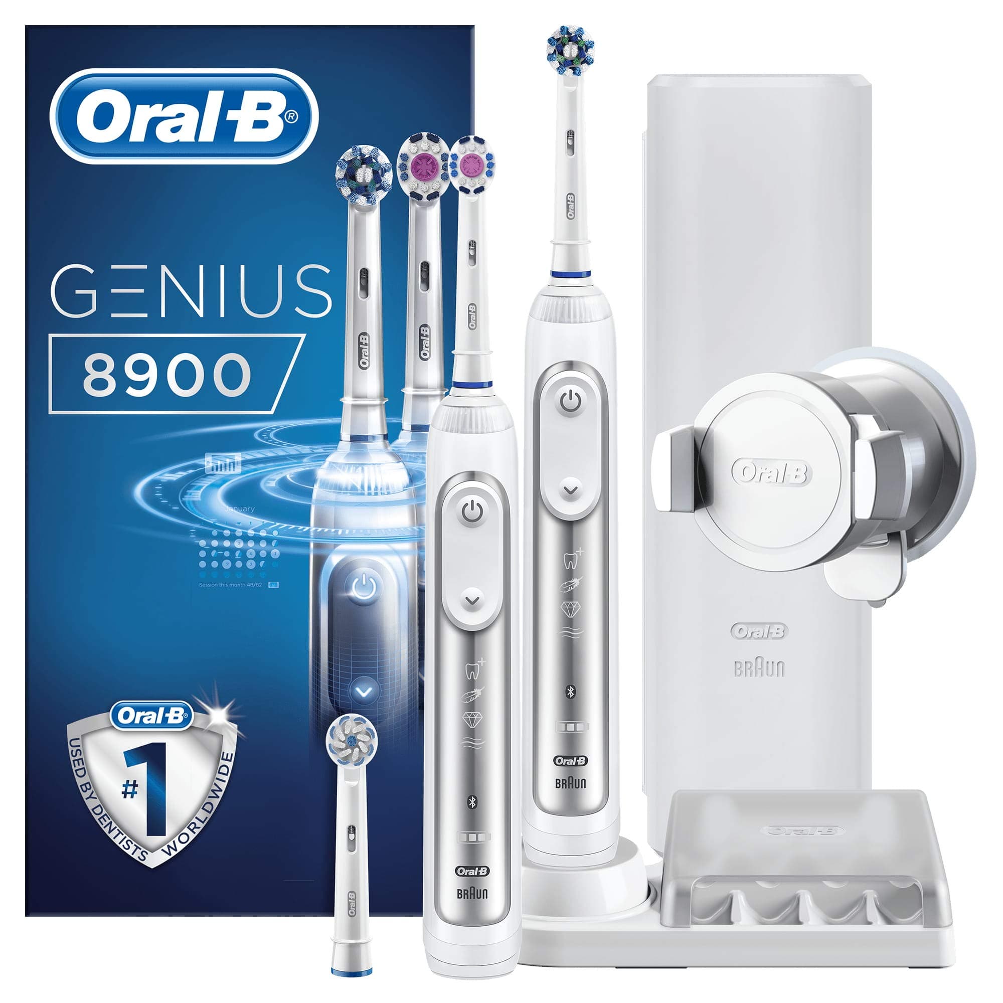 Oral-B Genius 8900 Electric Rechargeable Toothbrush Powered by Braun - Two Handle Pack